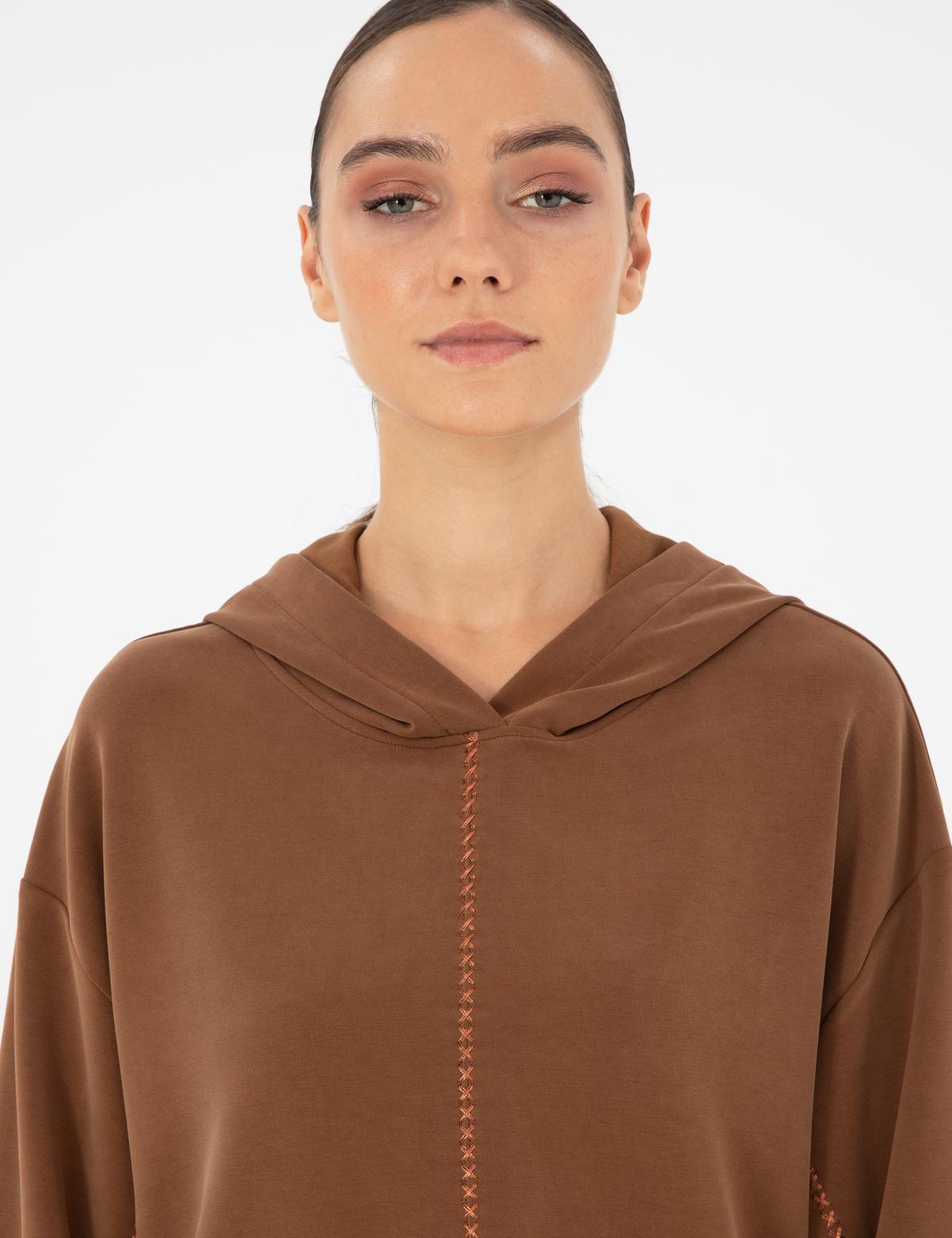 Kahverengi Oversize Sweatshirt - 50290985017