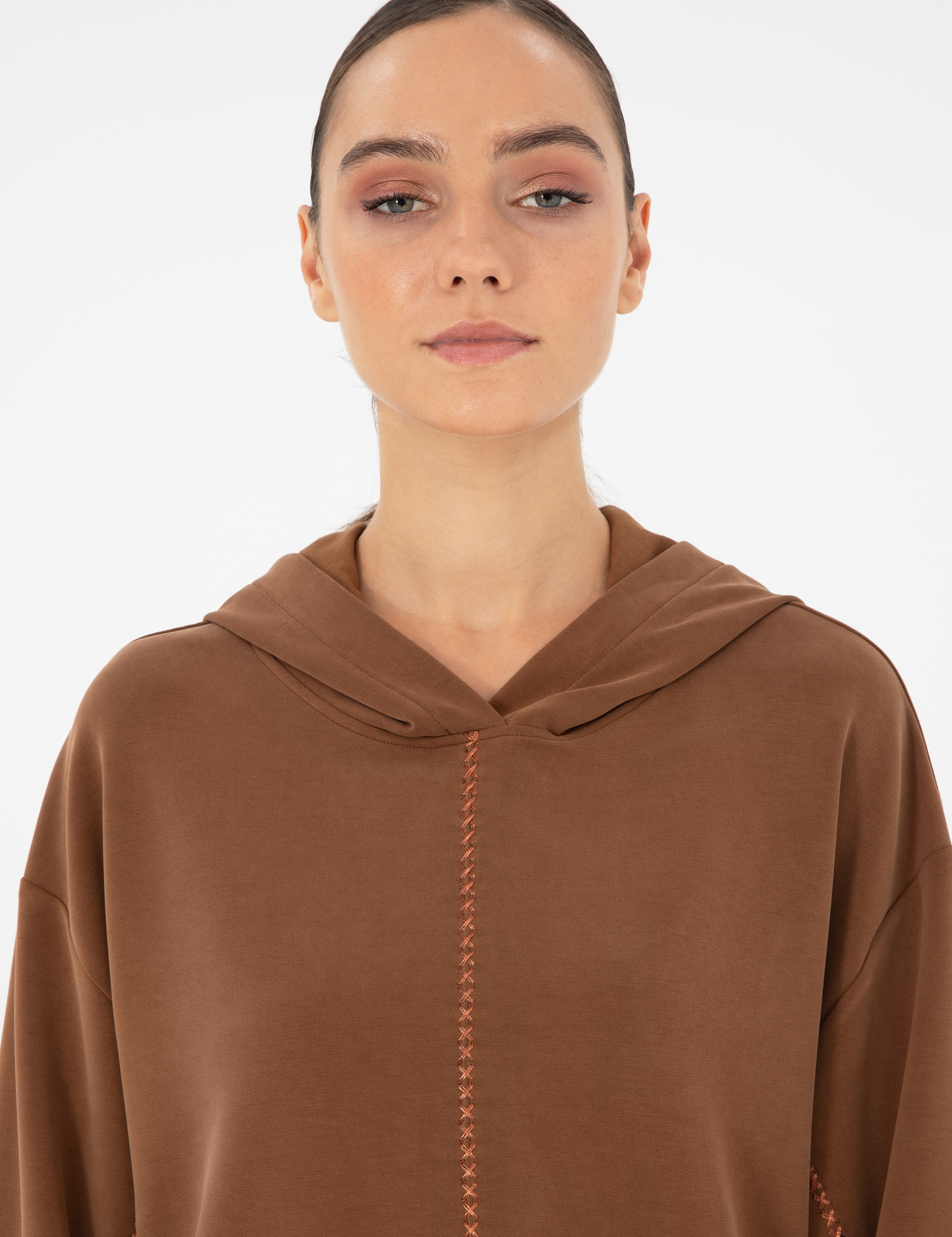Kahverengi Oversize Sweatshirt - Image 2