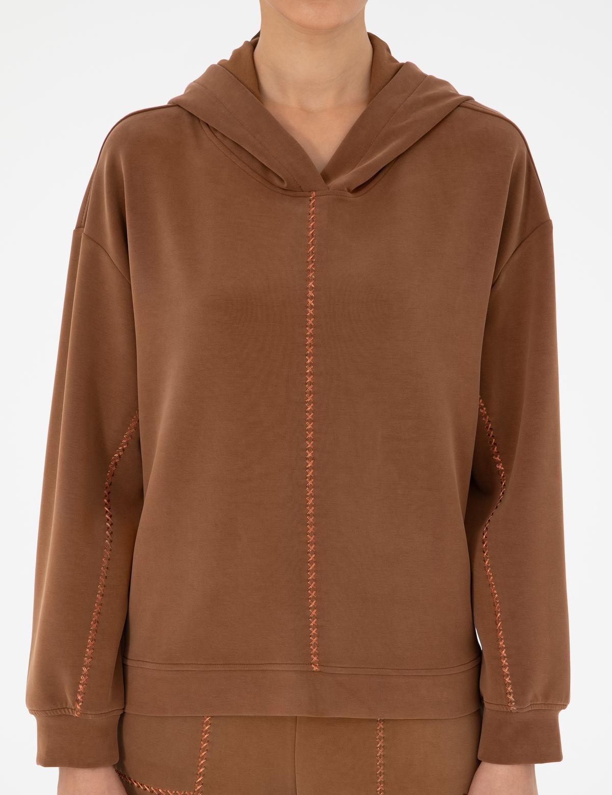 Kahverengi Oversize Sweatshirt - 50290985017