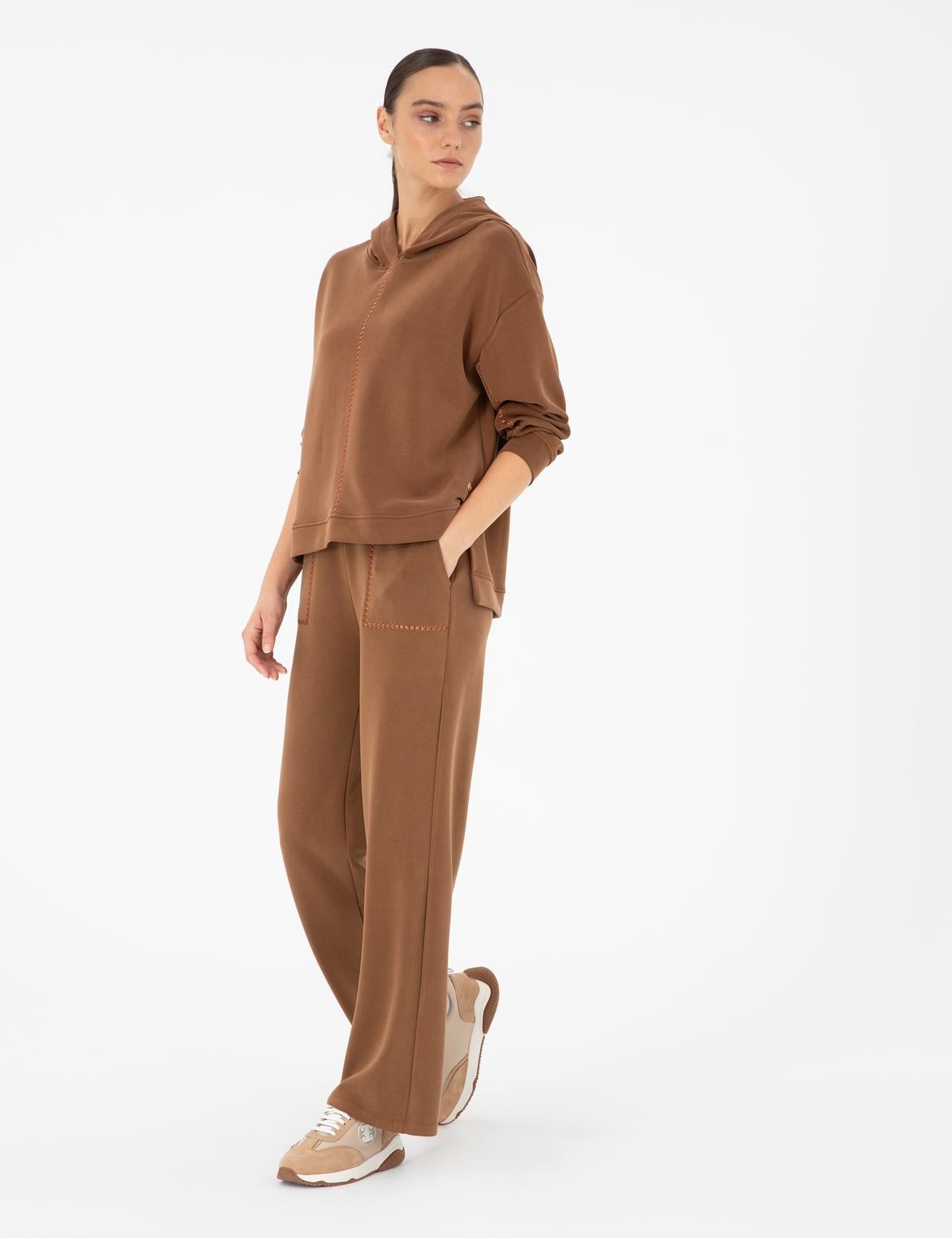 Kahverengi Loose Fit Eşofman Altı