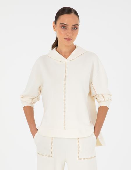 Ekru Oversize Sweatshirt - 50290985010