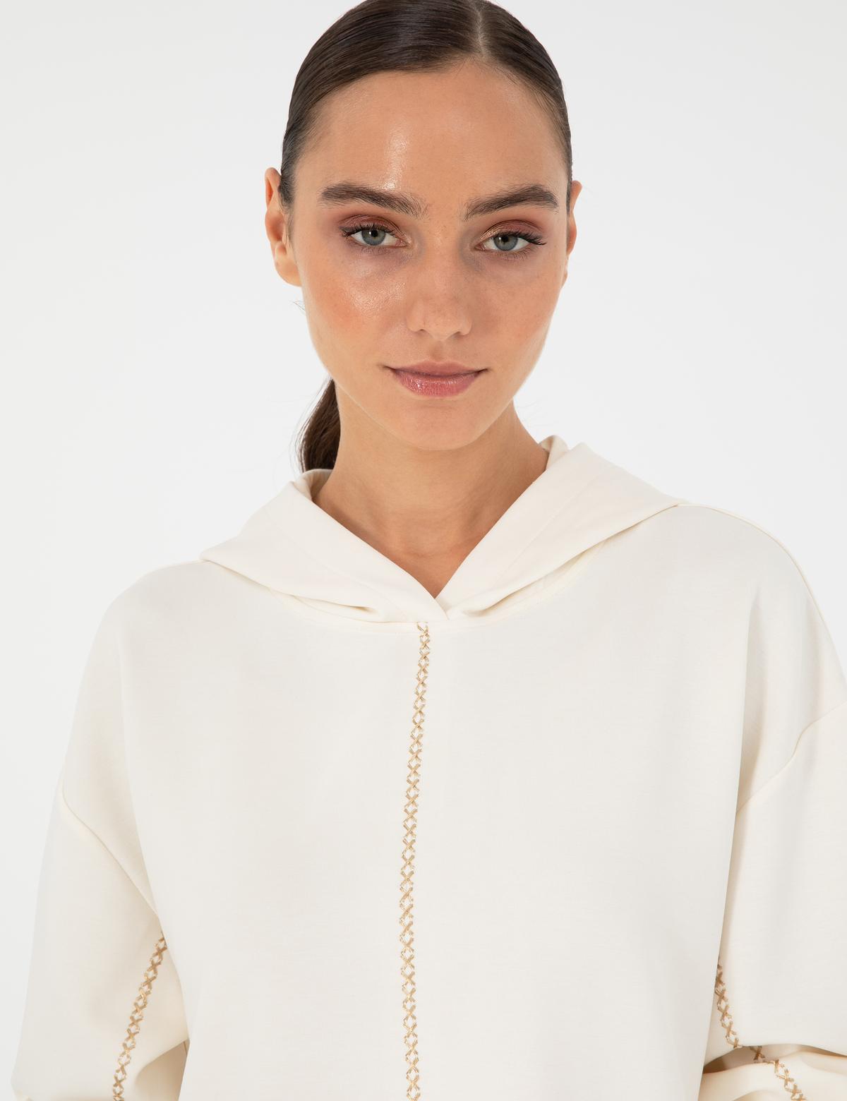 Ekru Oversize Sweatshirt - 50290985010