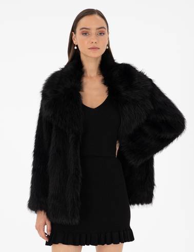 Siyah Comfort Fit Suni Kürk