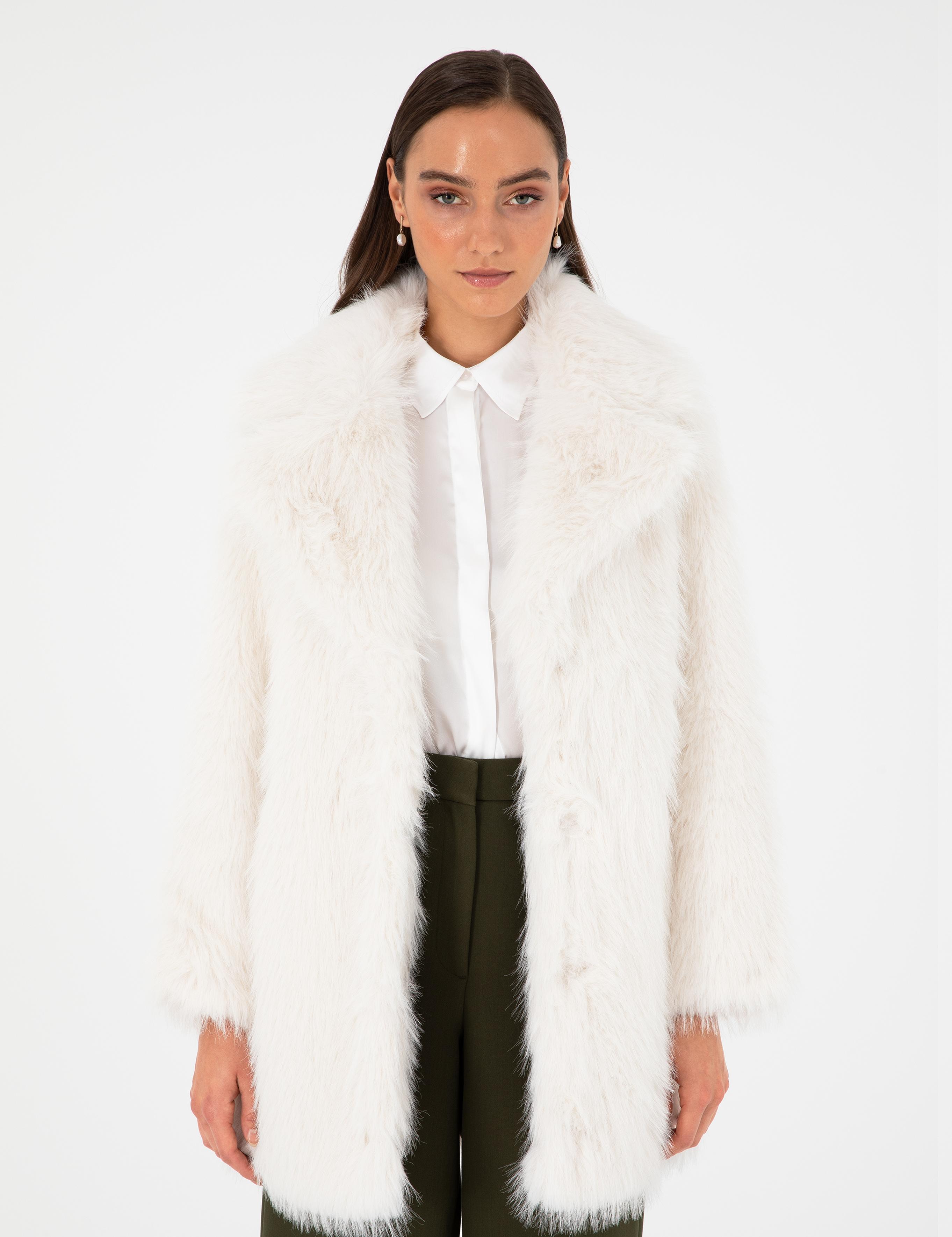 Ekru Comfort Fit Suni Kürk