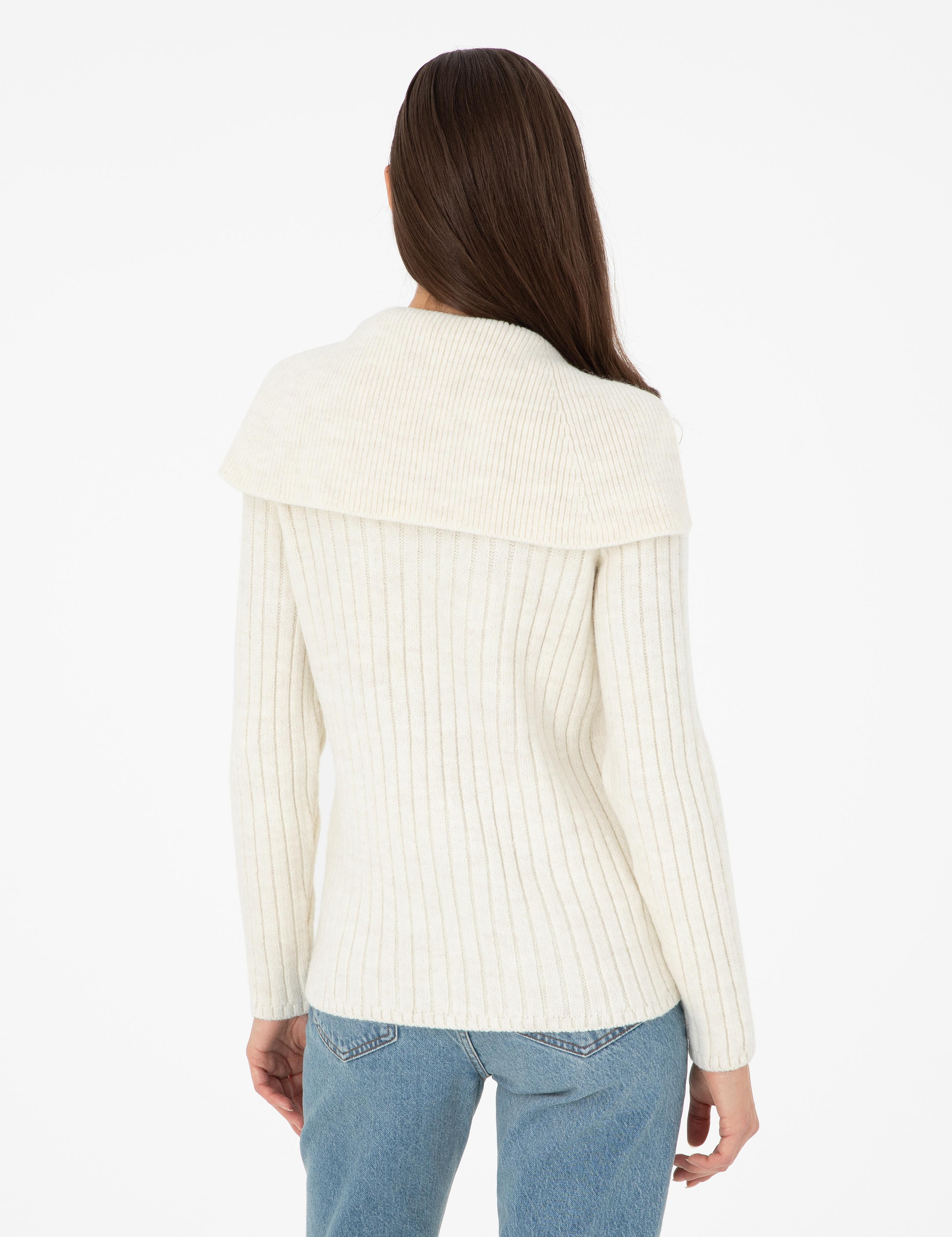 Ekru Ex. Slim Fit Şal Yaka Kazak