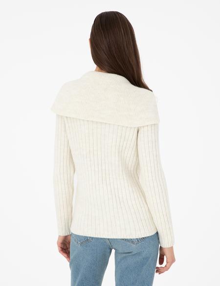 Ekru Ex. Slim Fit Şal Yaka Kazak - 50290549003