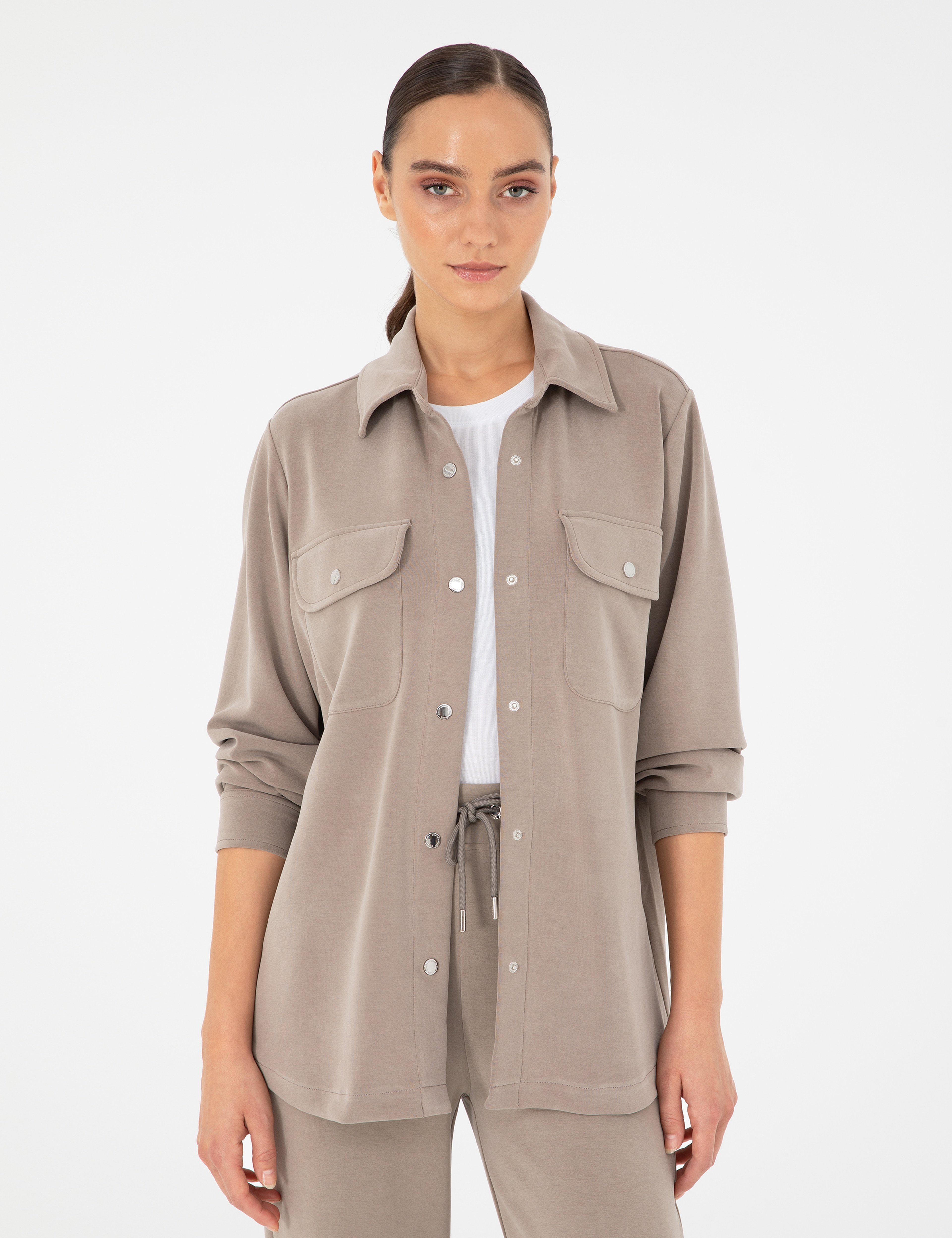 Vizon Oversize Modal Kumaş Örme Hırka
