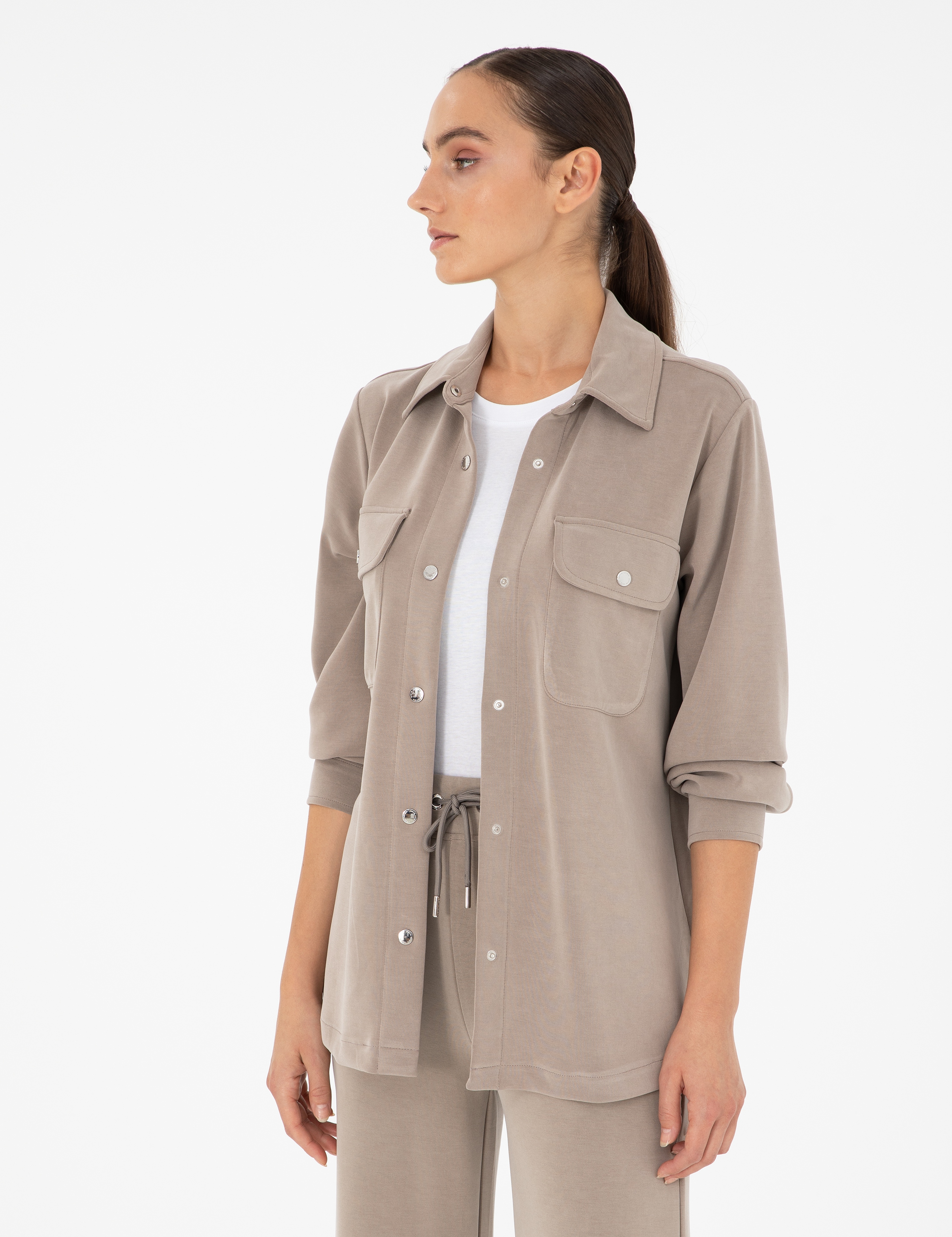 Vizon Oversize Modal Kumaş Örme Hırka - Image 1