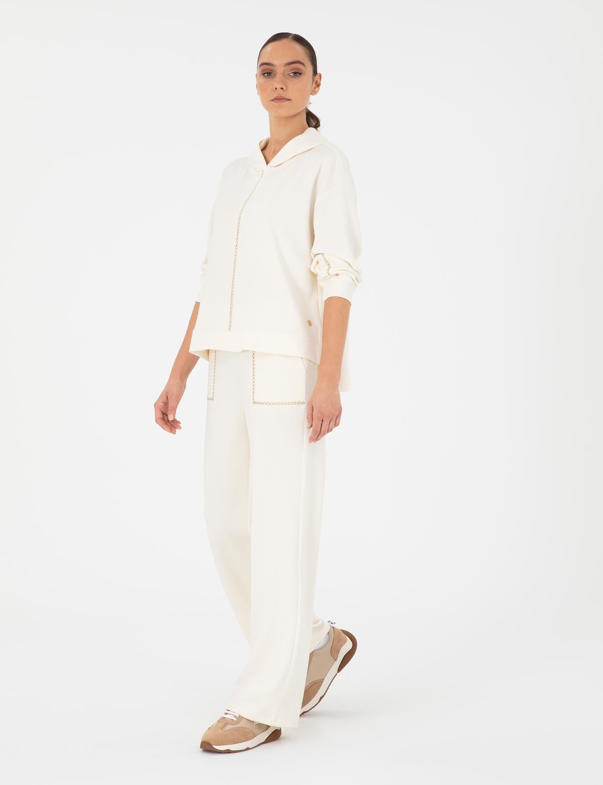 Ekru Loose Fit Eşofman Altı