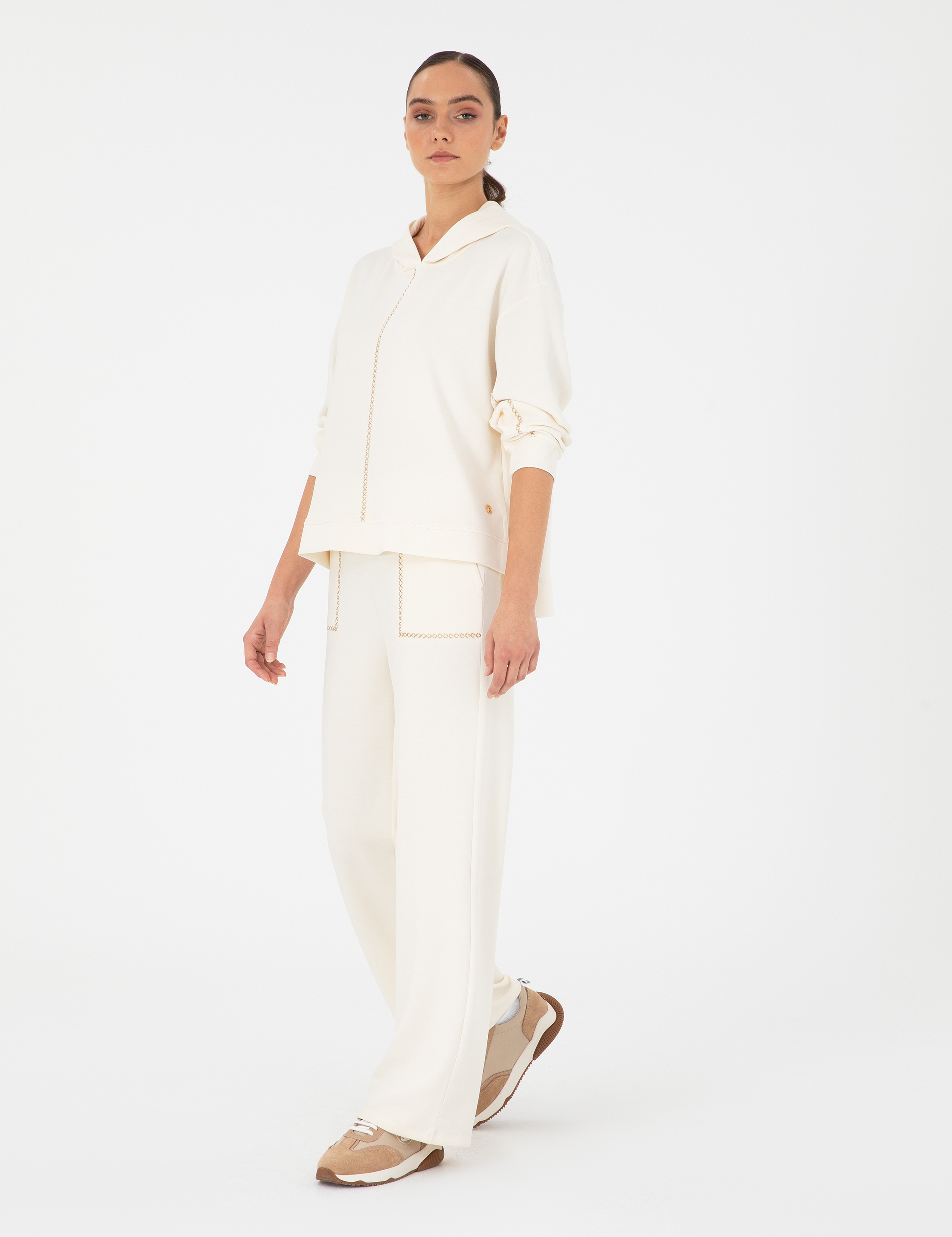 Ekru Loose Fit Eşofman Altı - Image 1