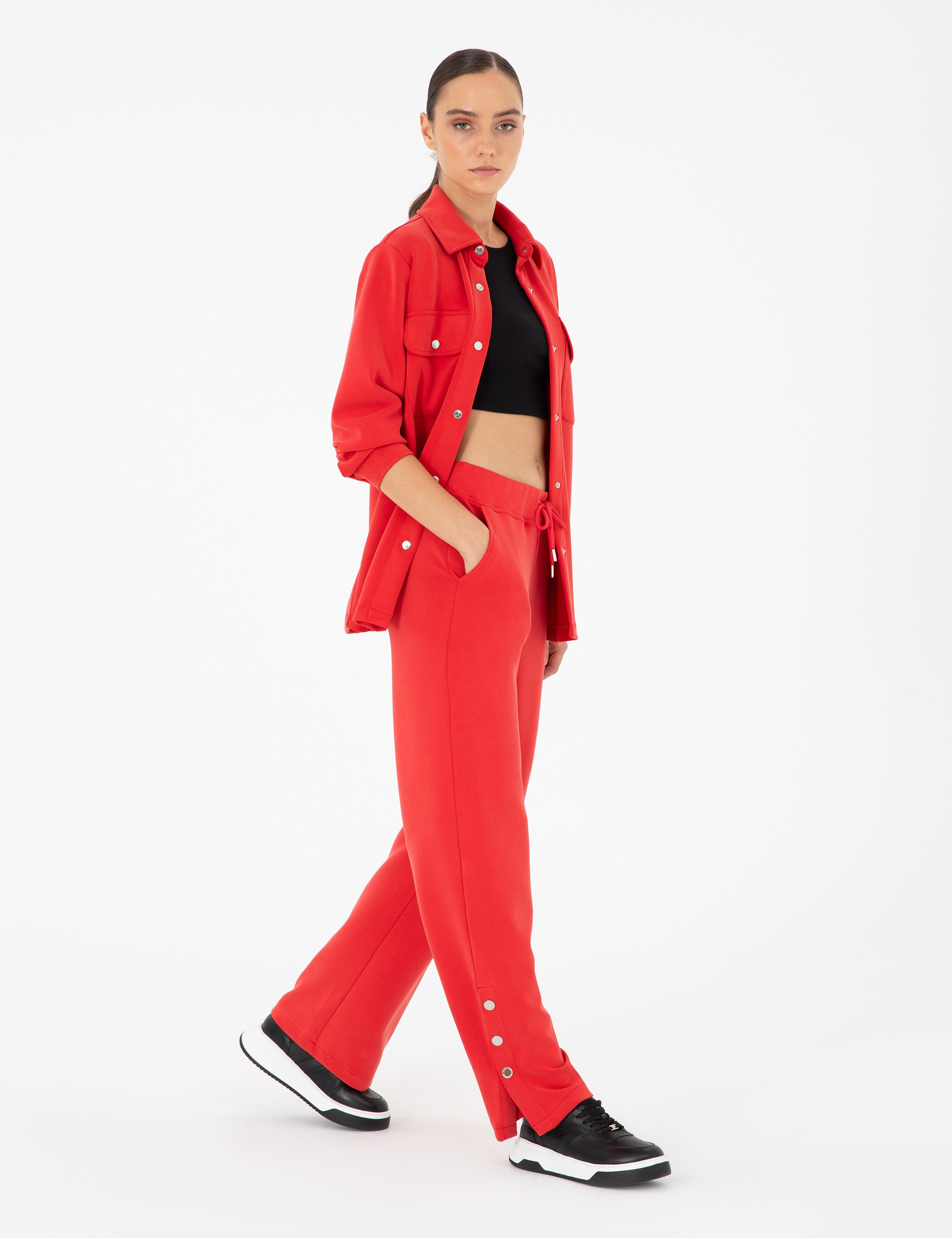 Kırmızı Loose Fit Eşofman Altı - Image 3