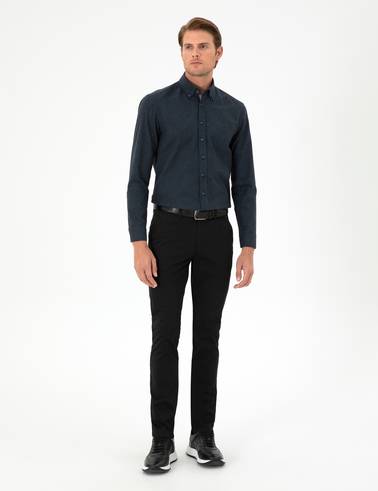 Siyah Slim Fit Basic Kanvas Pantolon