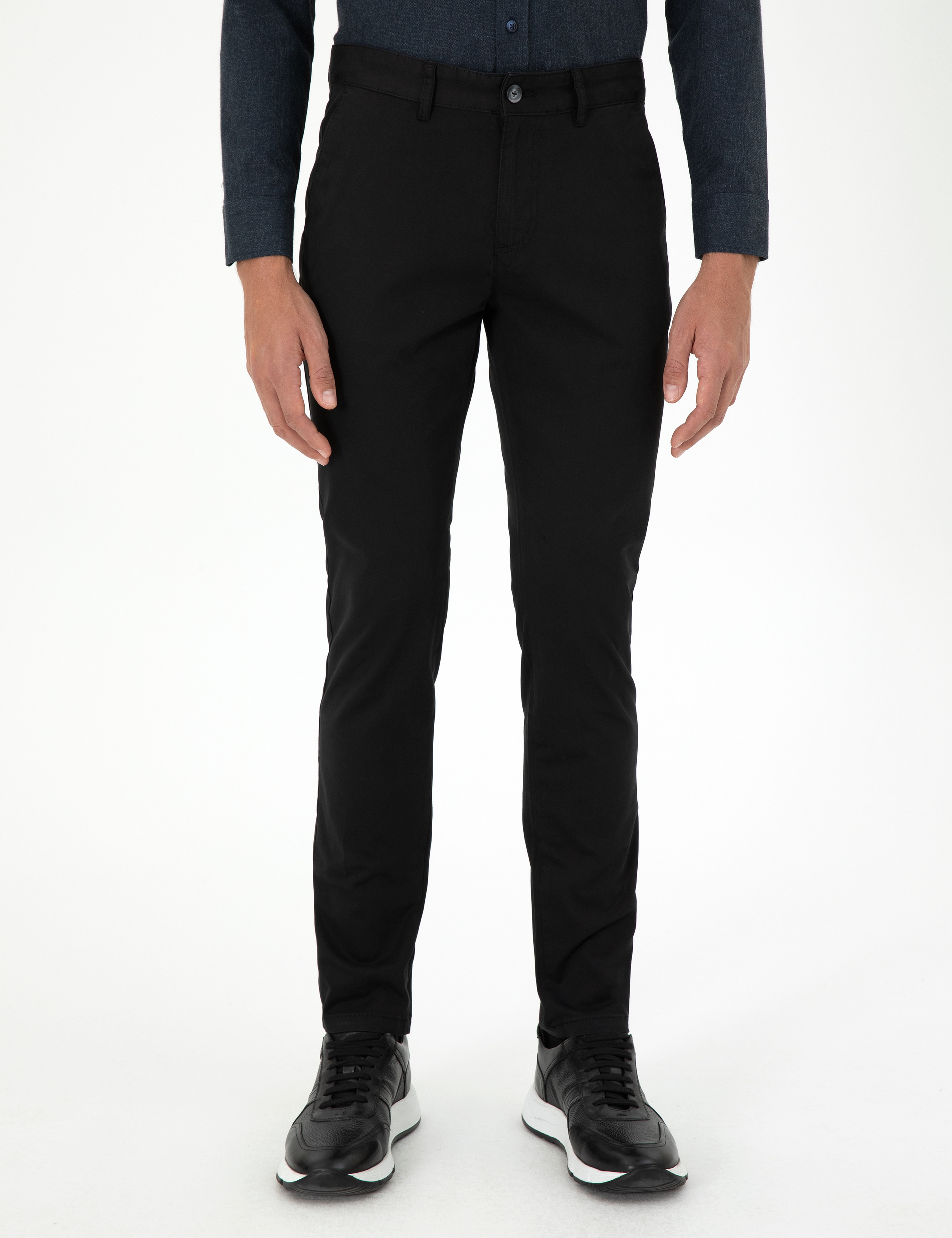 Siyah Slim Fit Basic Kanvas Pantolon - Image 2
