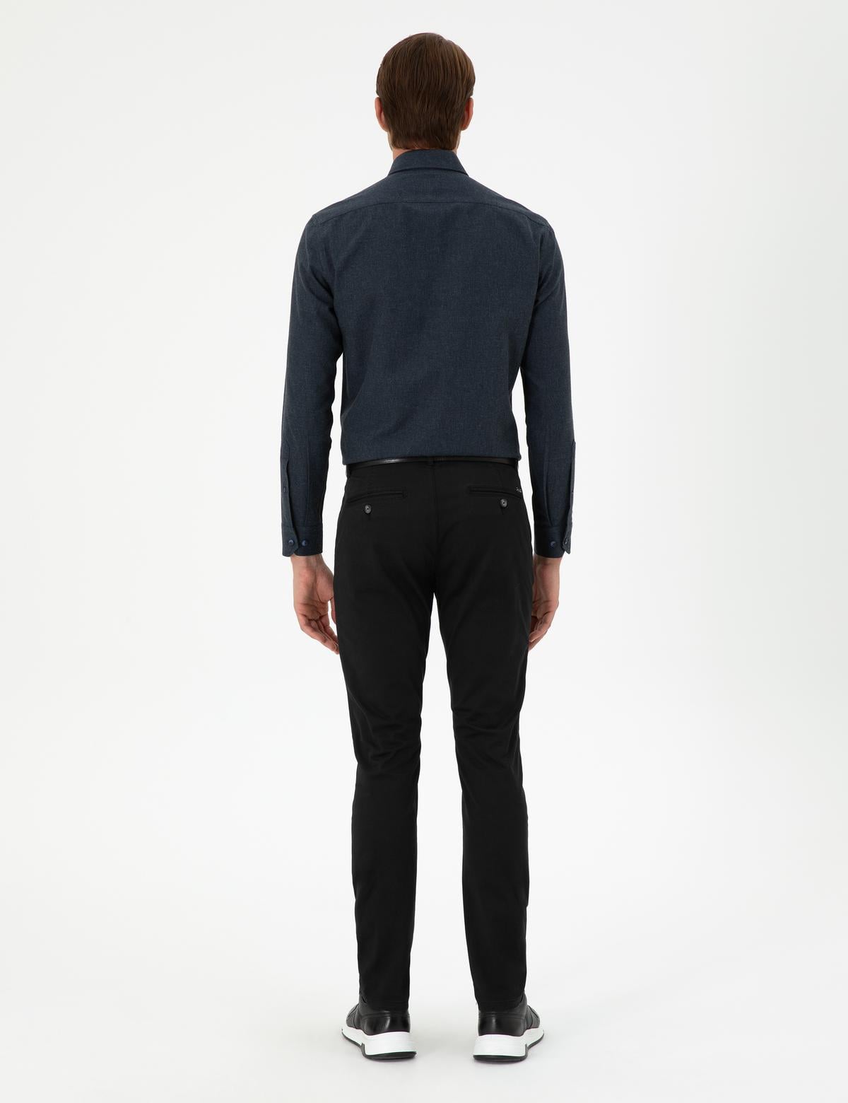 Siyah Slim Fit Basic Kanvas Pantolon - 50292522033