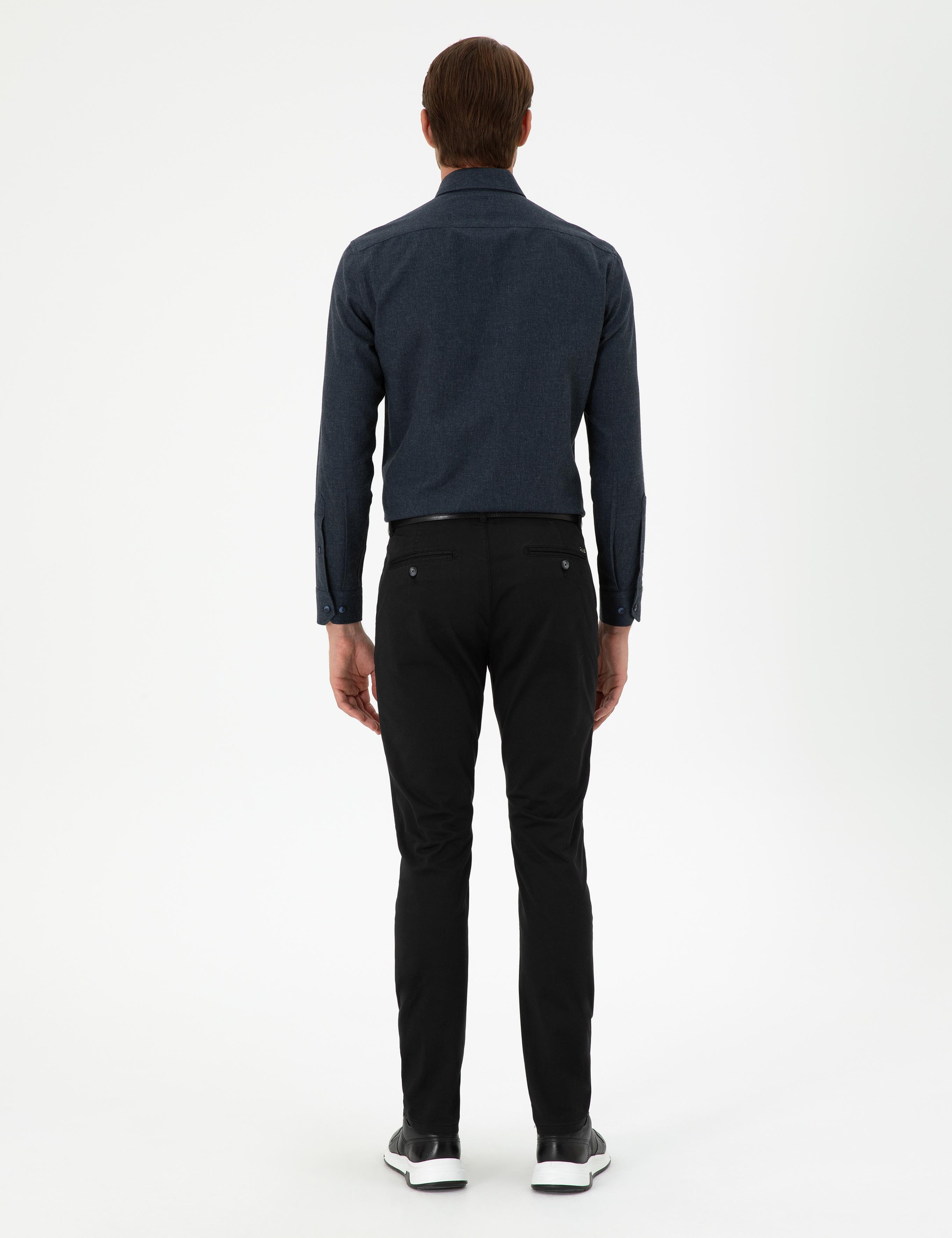 Siyah Slim Fit Basic Kanvas Pantolon