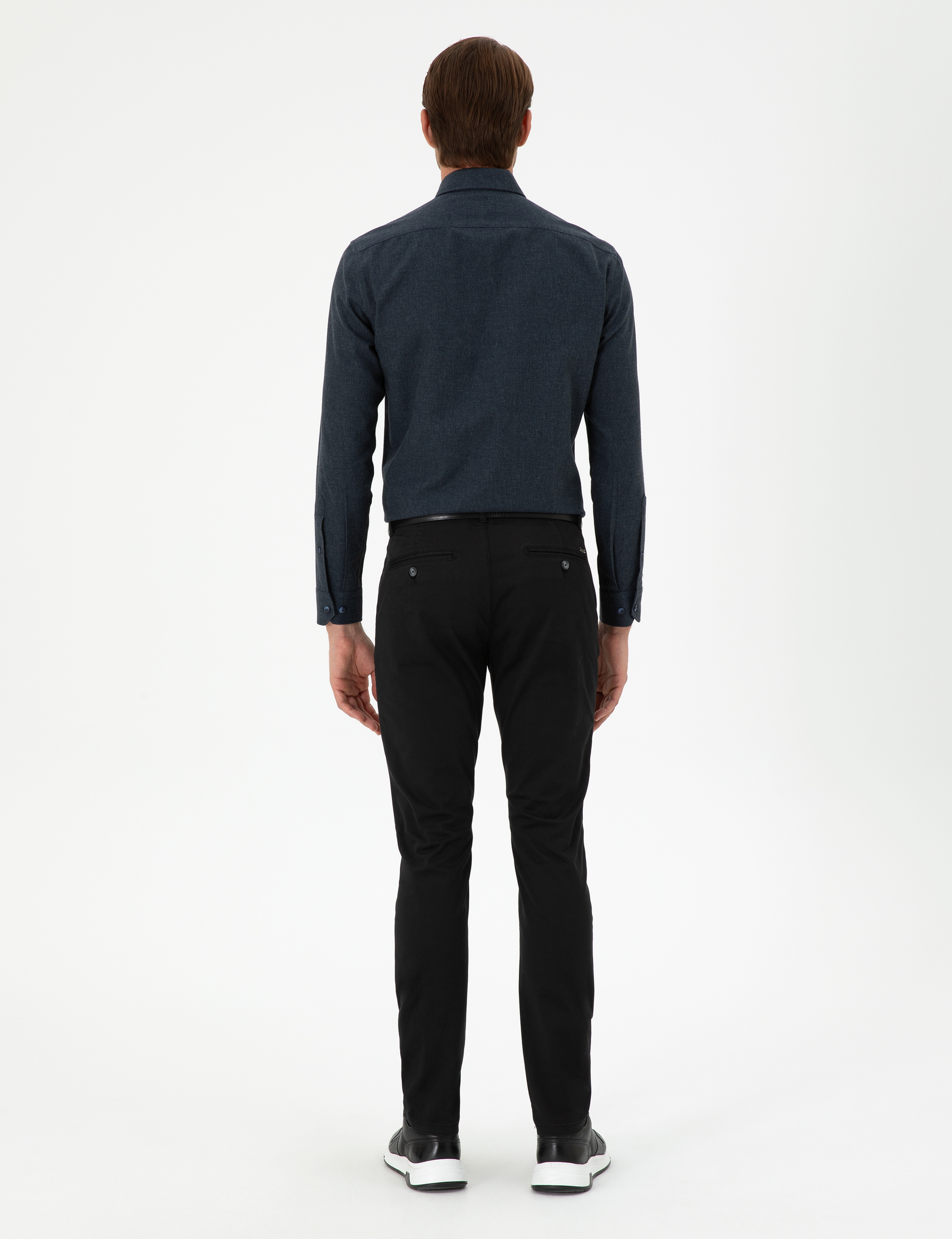 Siyah Slim Fit Basic Kanvas Pantolon - Image 4