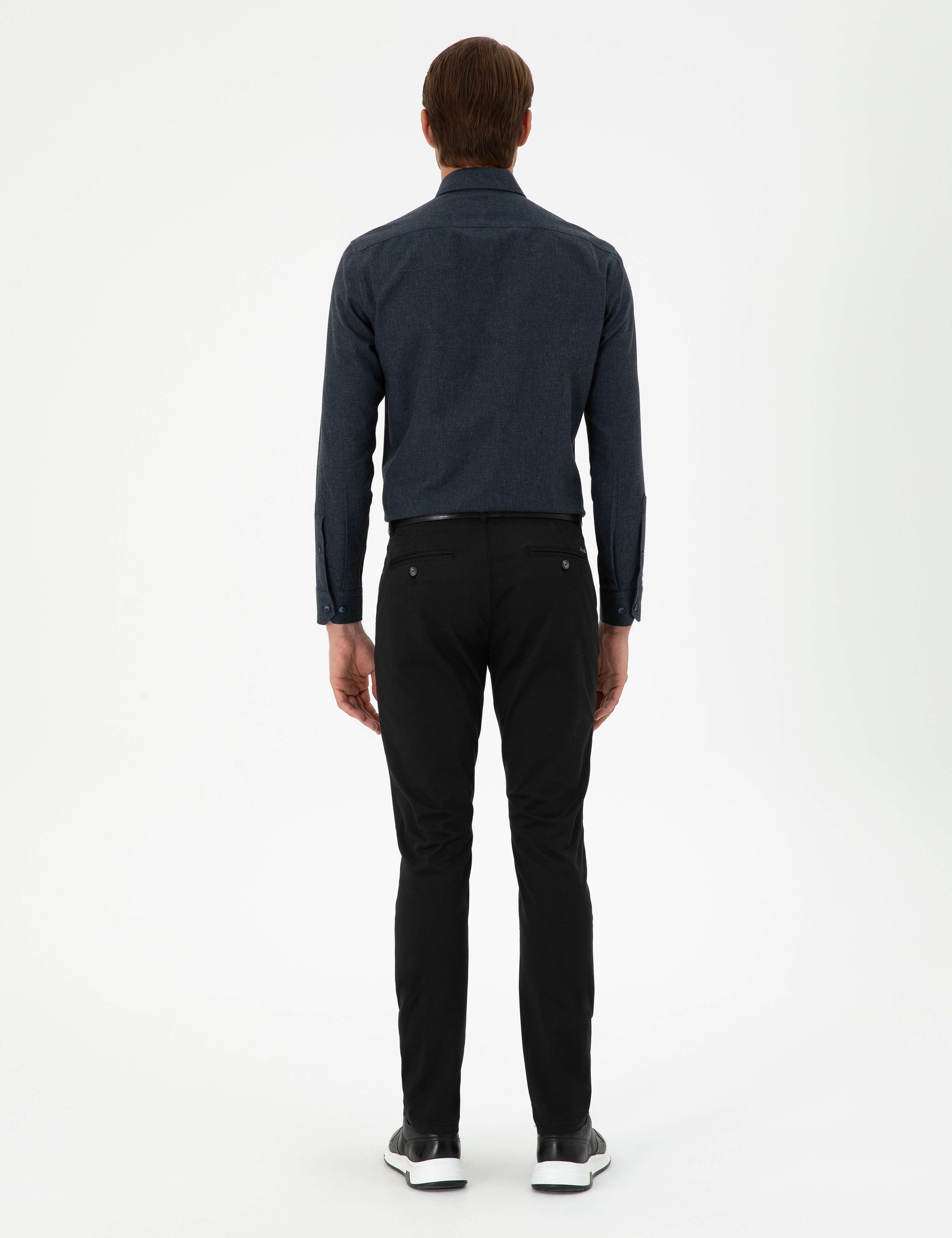 Siyah Slim Fit Basic Kanvas Pantolon