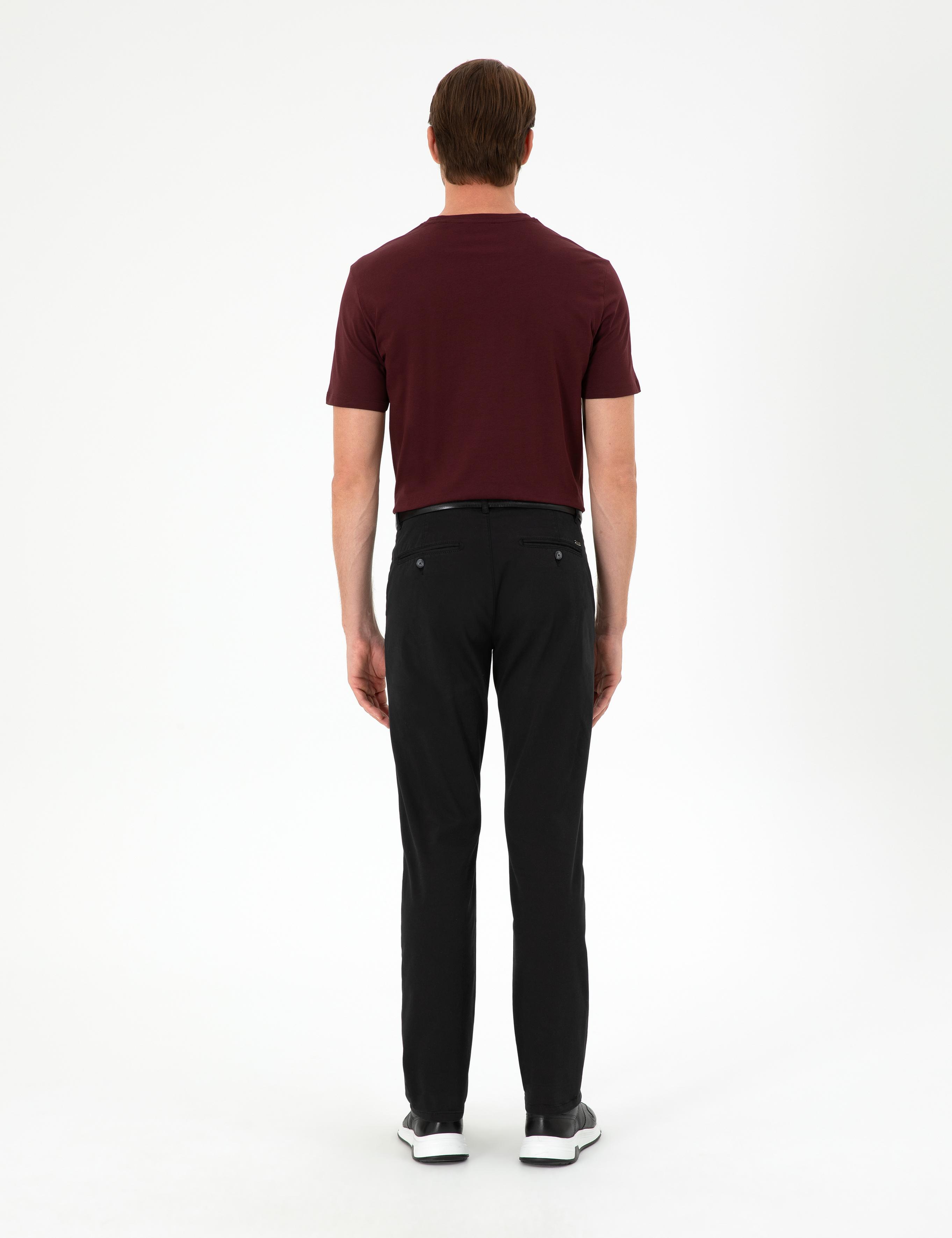 Siyah Regular Fit Kanvas Pantolon