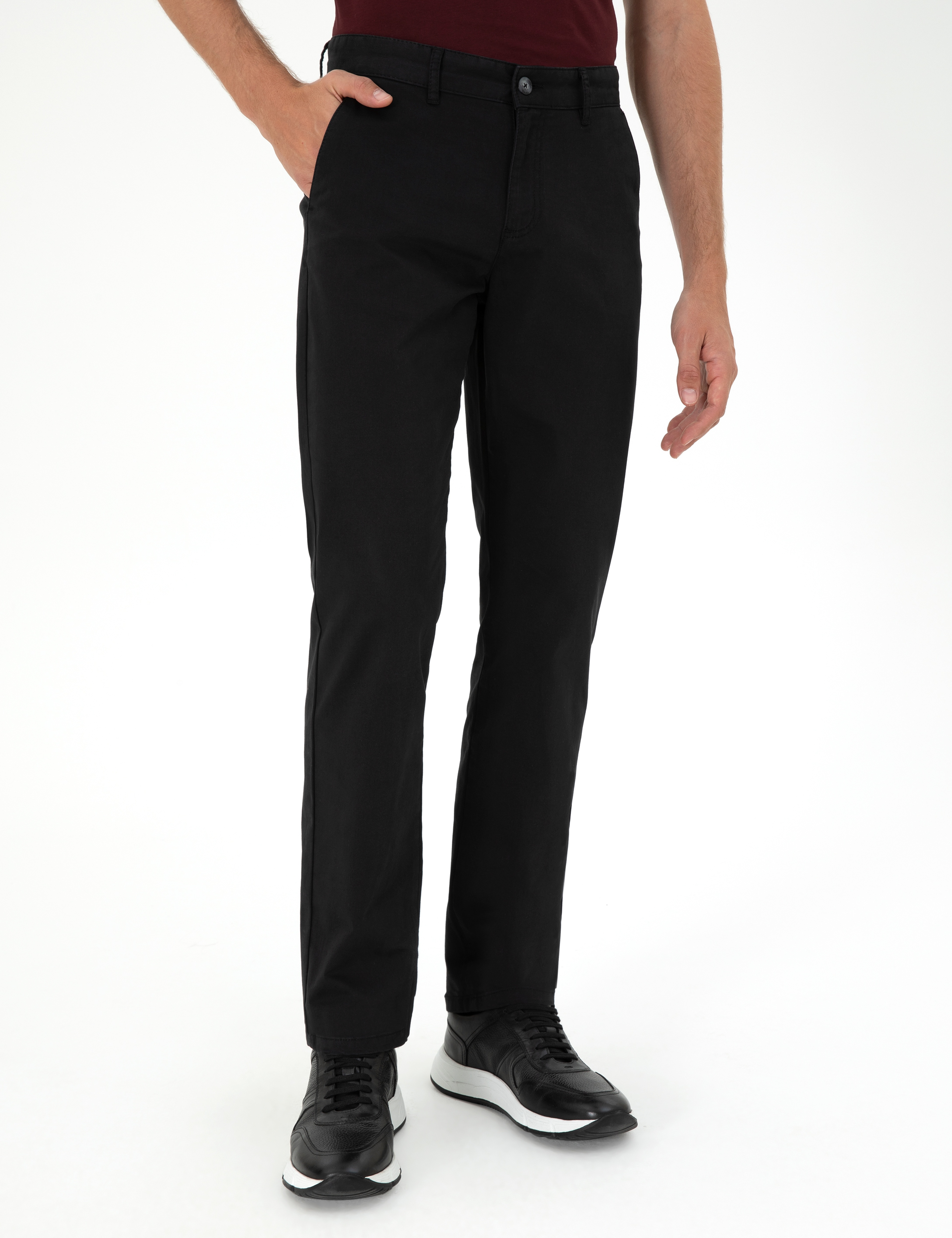 Siyah Regular Fit Basic Kanvas Pantolon - Image 2
