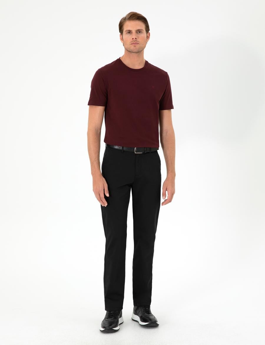 Siyah Regular Fit Kanvas Pantolon