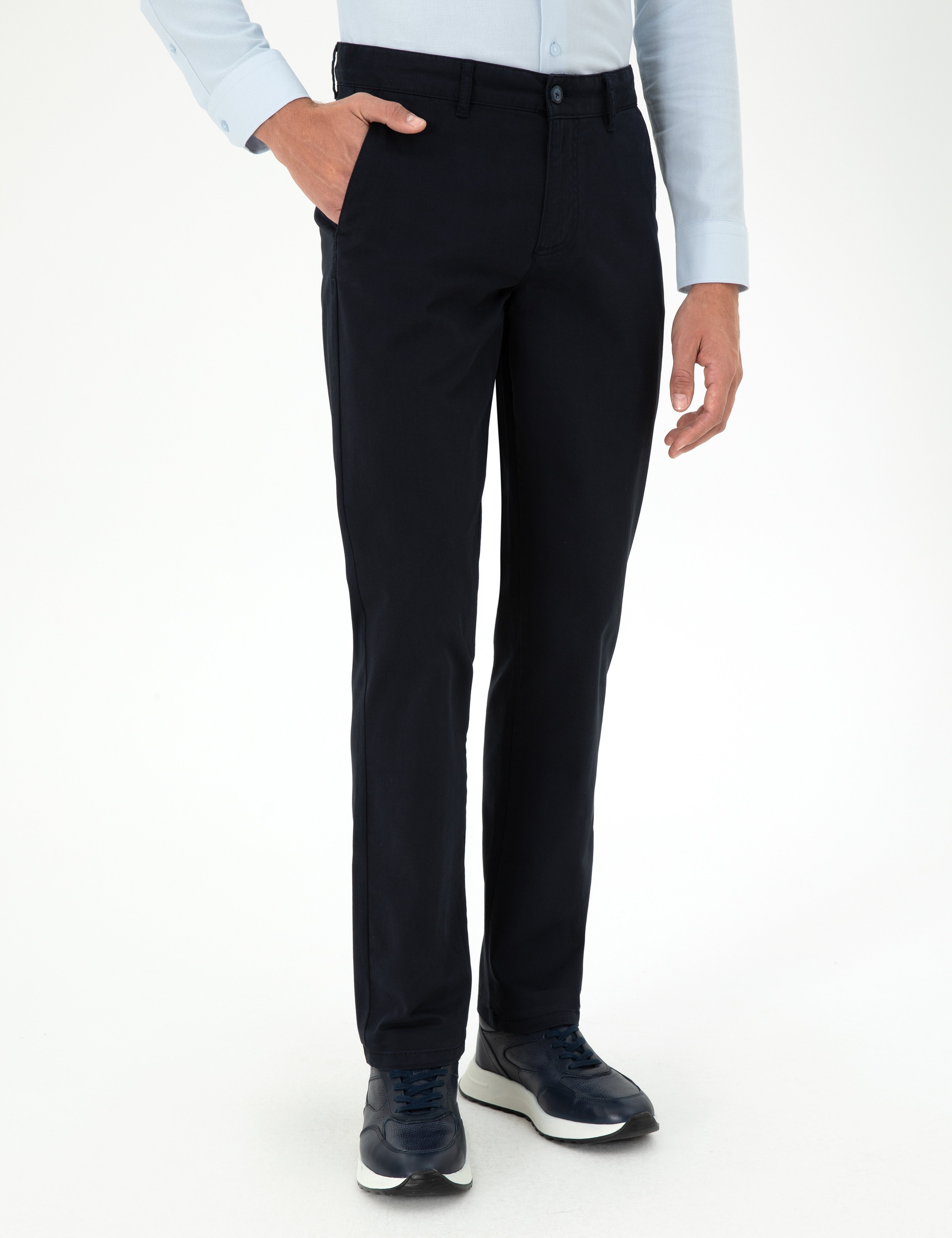 Lacivert Regular Fit Basic Kanvas Pantolon - Image 2