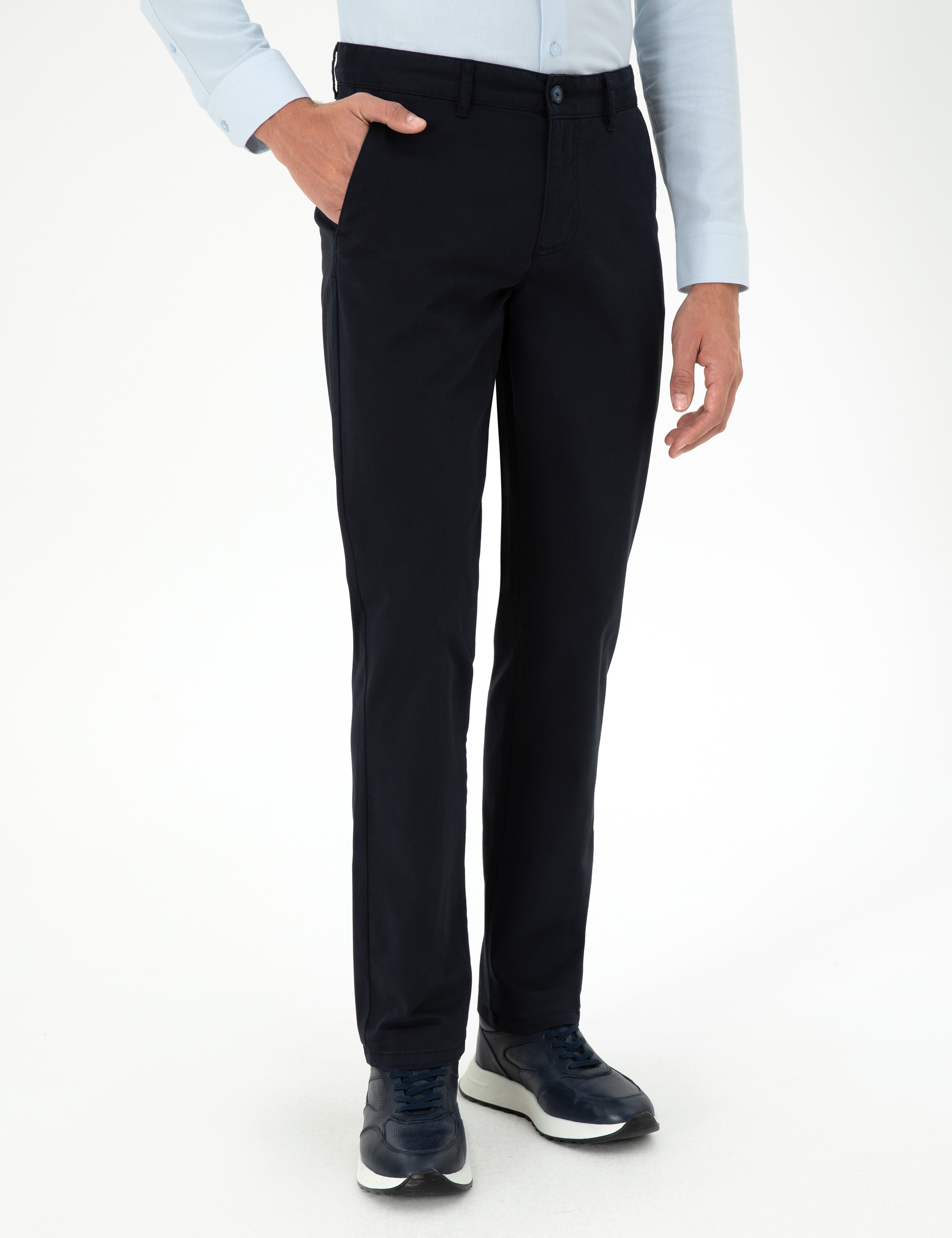 Lacivert Regular Fit Basic Kanvas Pantolon