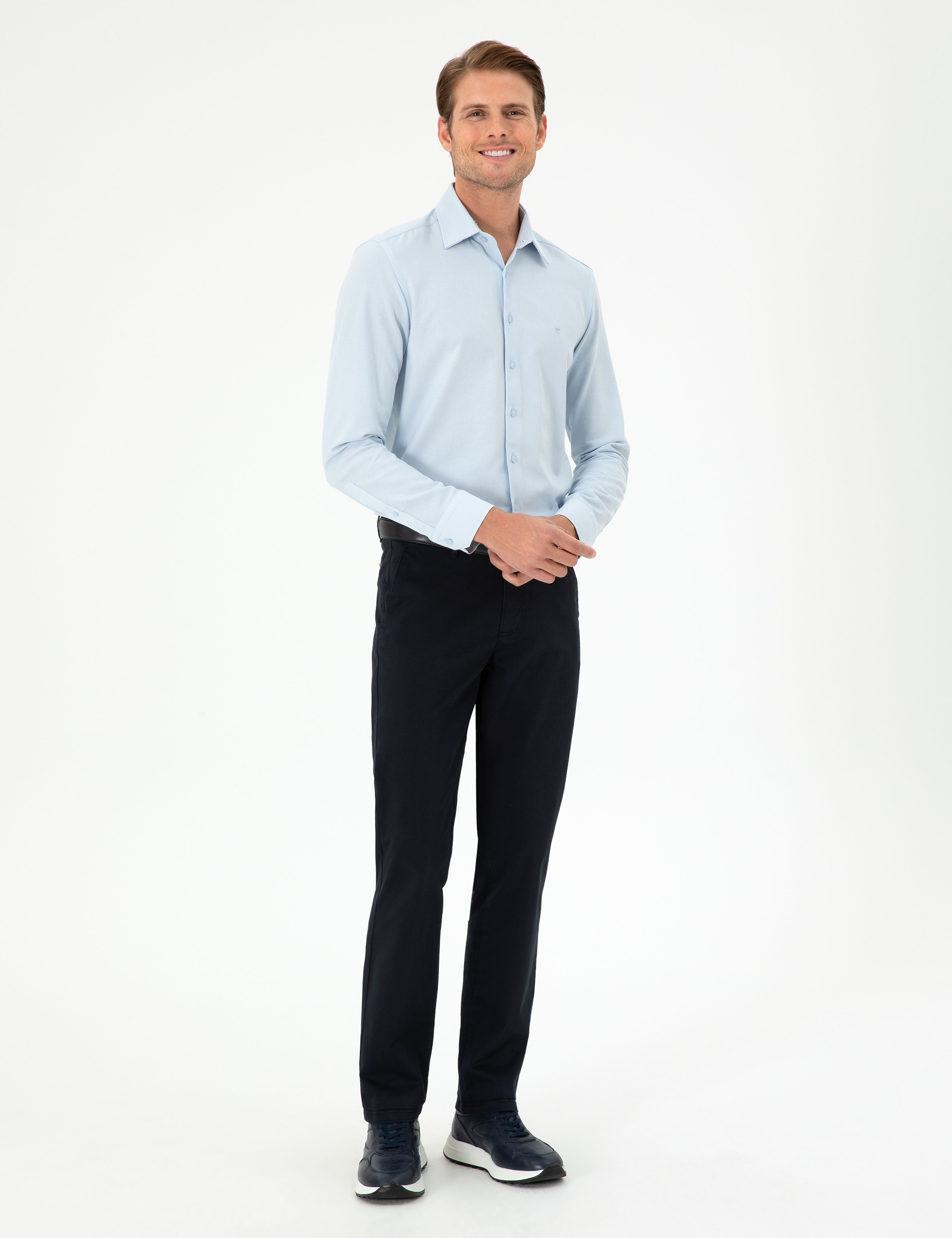 Lacivert Regular Fit Basic Kanvas Pantolon