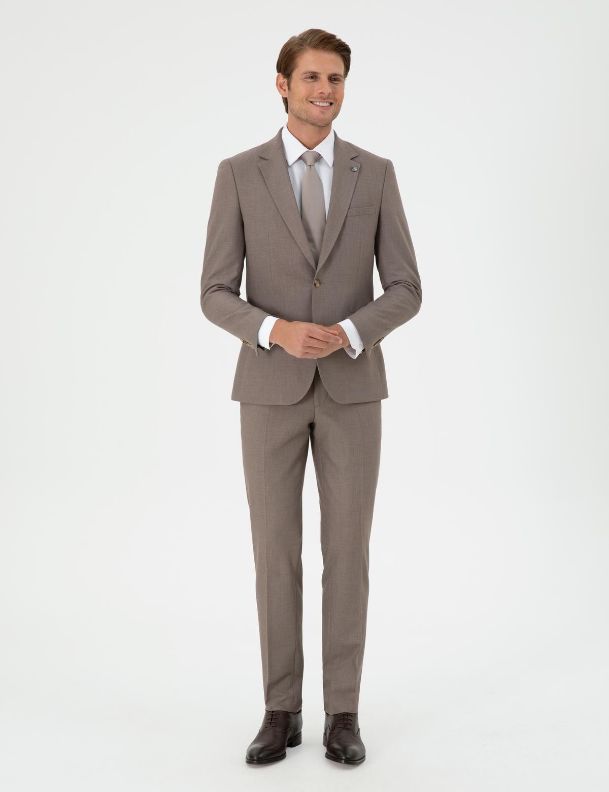 Açık Kahverengi Ex. Slim Fit Takım Elbise