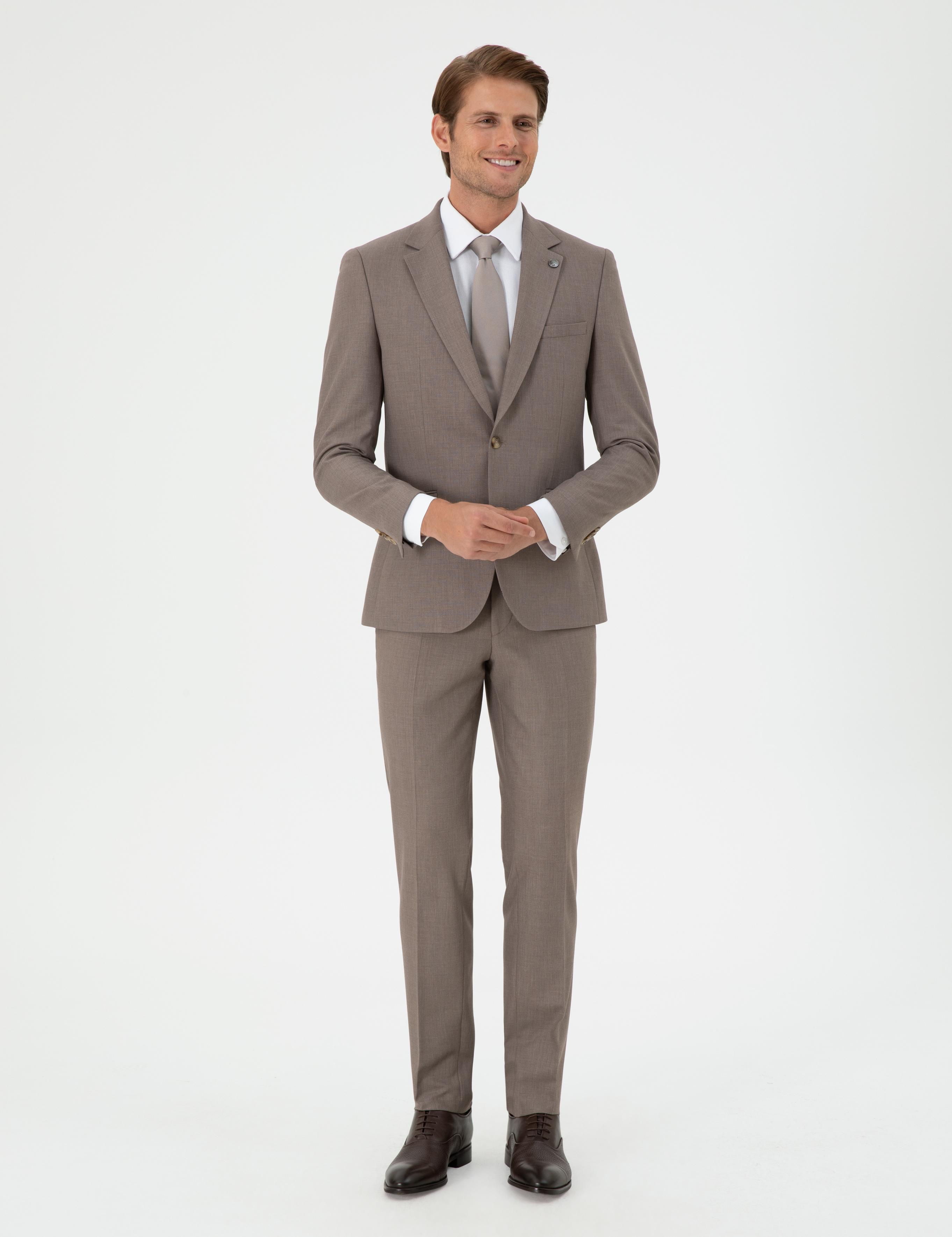 Açık Kahverengi Ex. Slim Fit Takım Elbise