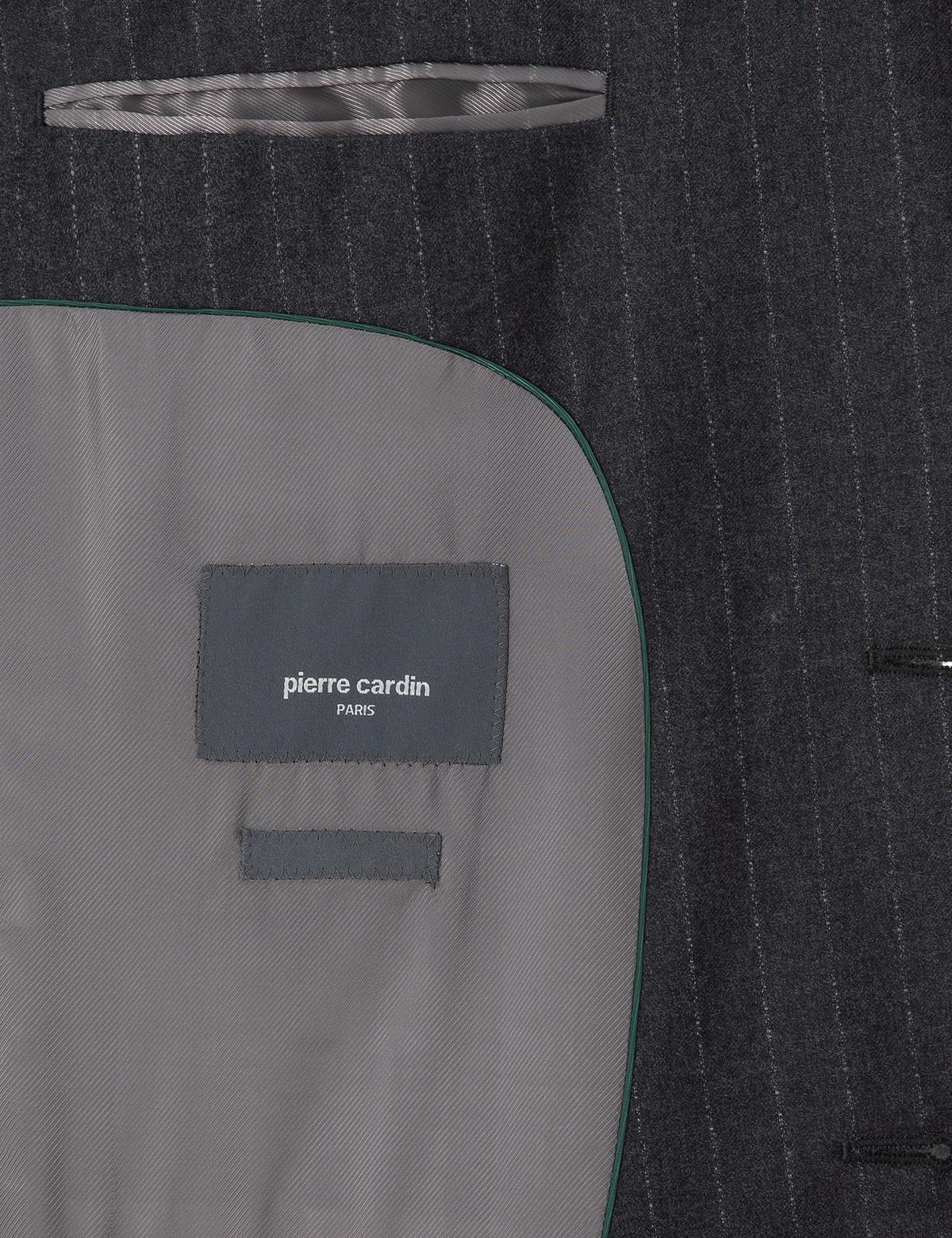 Antrasit Slim Fit Çizgili Yün Takım Elbise - 50291959014