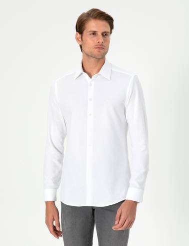 Beyaz Slim Fit Uzun Kollu Gömlek