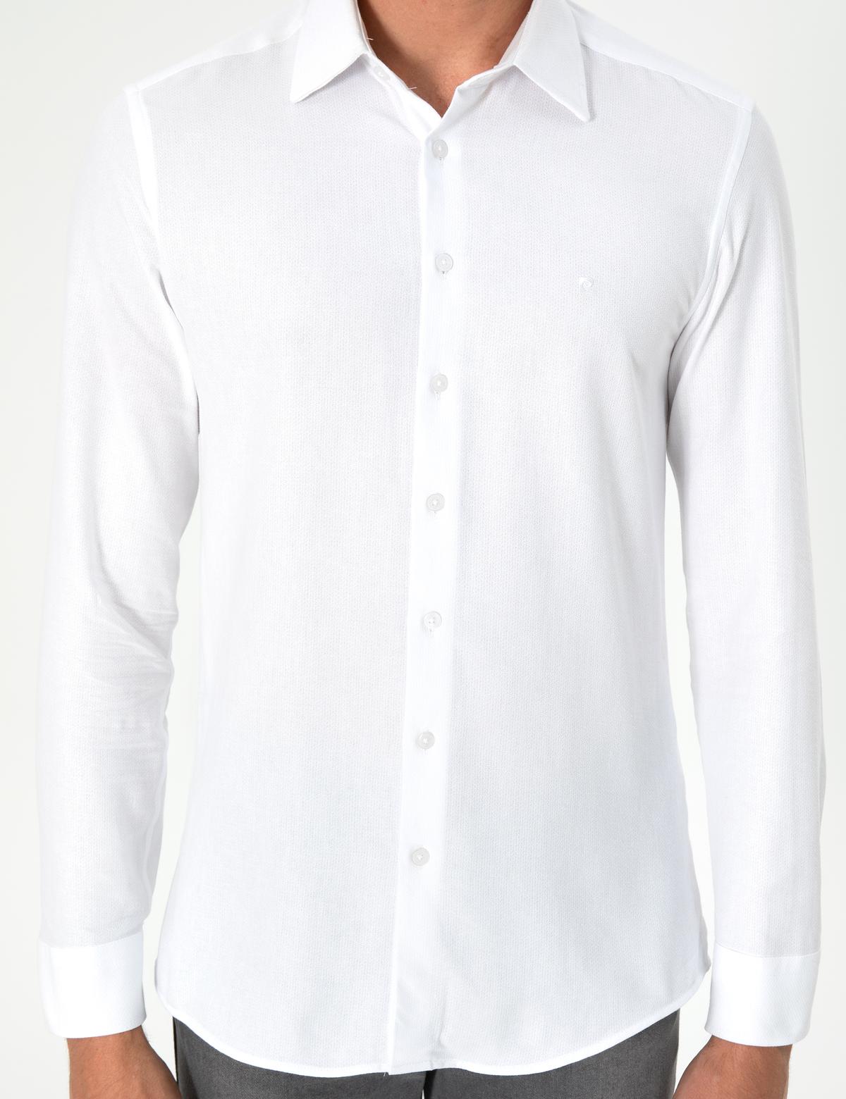 Beyaz Slim Fit Uzun Kollu Gömlek - 50294732006