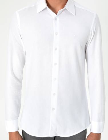 Beyaz Slim Fit Uzun Kollu Gömlek