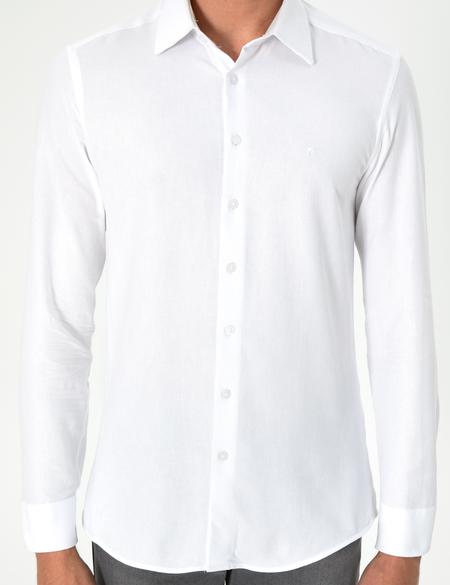 Beyaz Slim Fit Uzun Kollu Gömlek - 50294732006