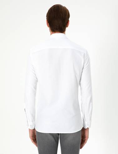 Beyaz Slim Fit Uzun Kollu Gömlek