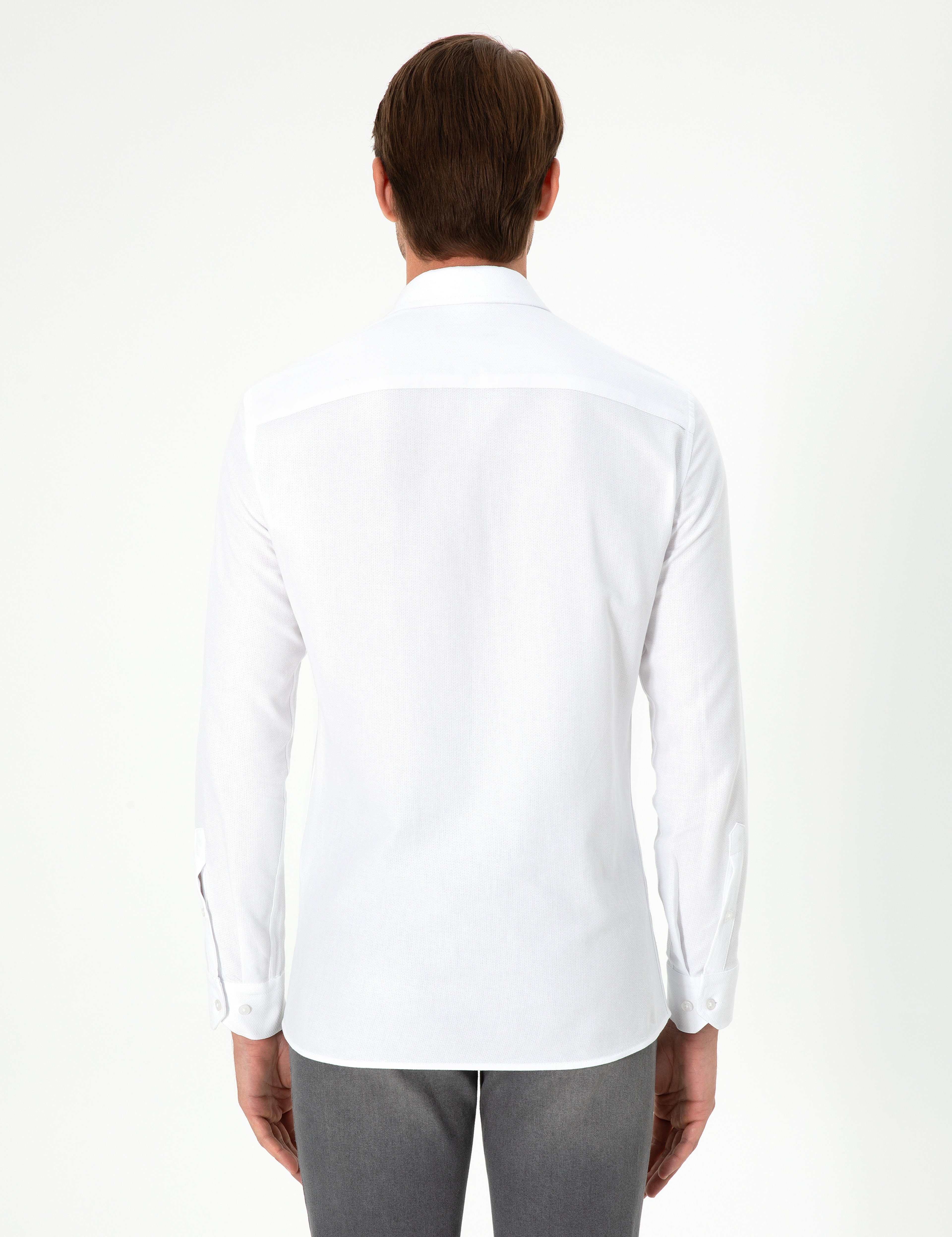 Beyaz Slim Fit Uzun Kollu Gömlek - Image 5