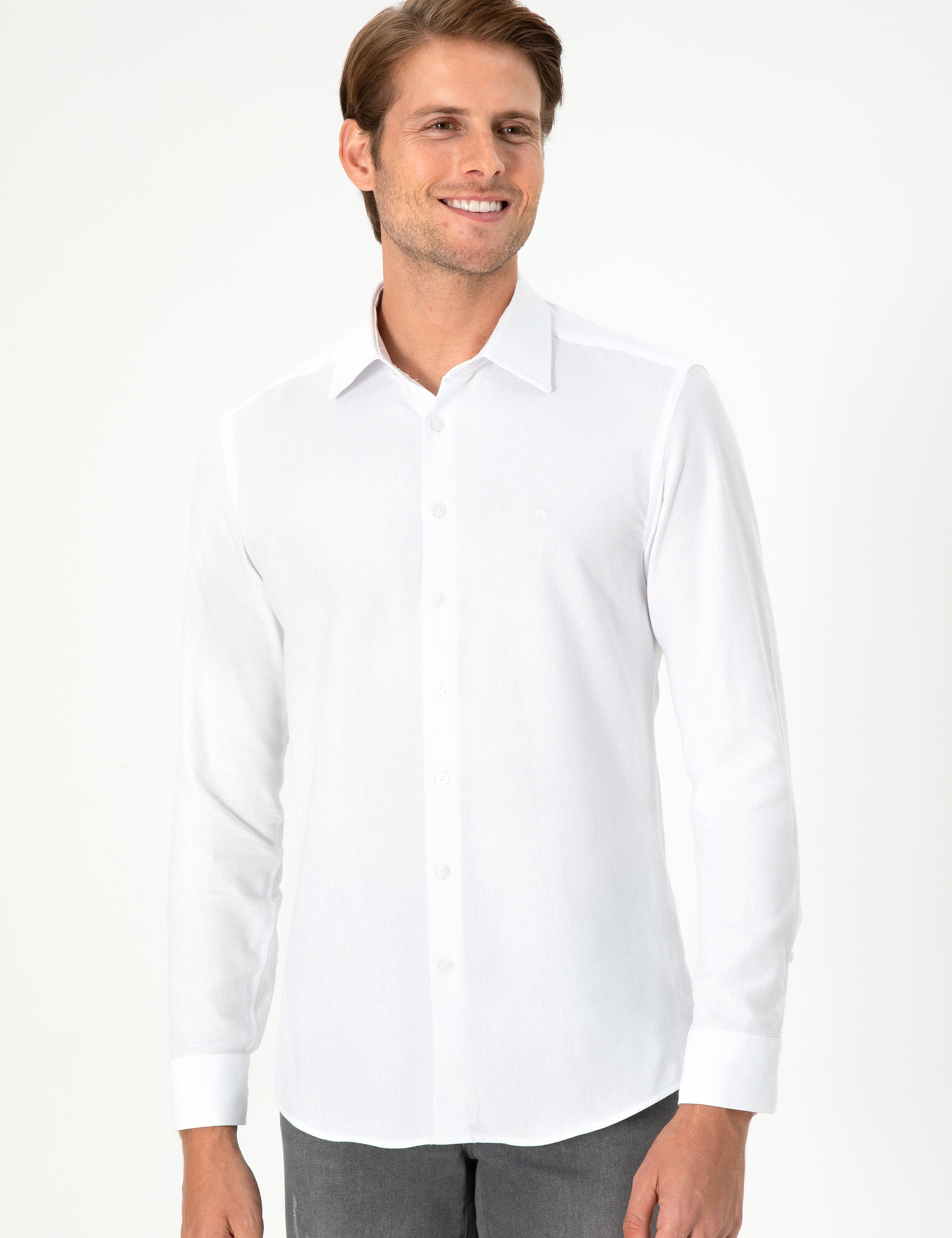 Beyaz Slim Fit Uzun Kollu Gömlek - Image 3