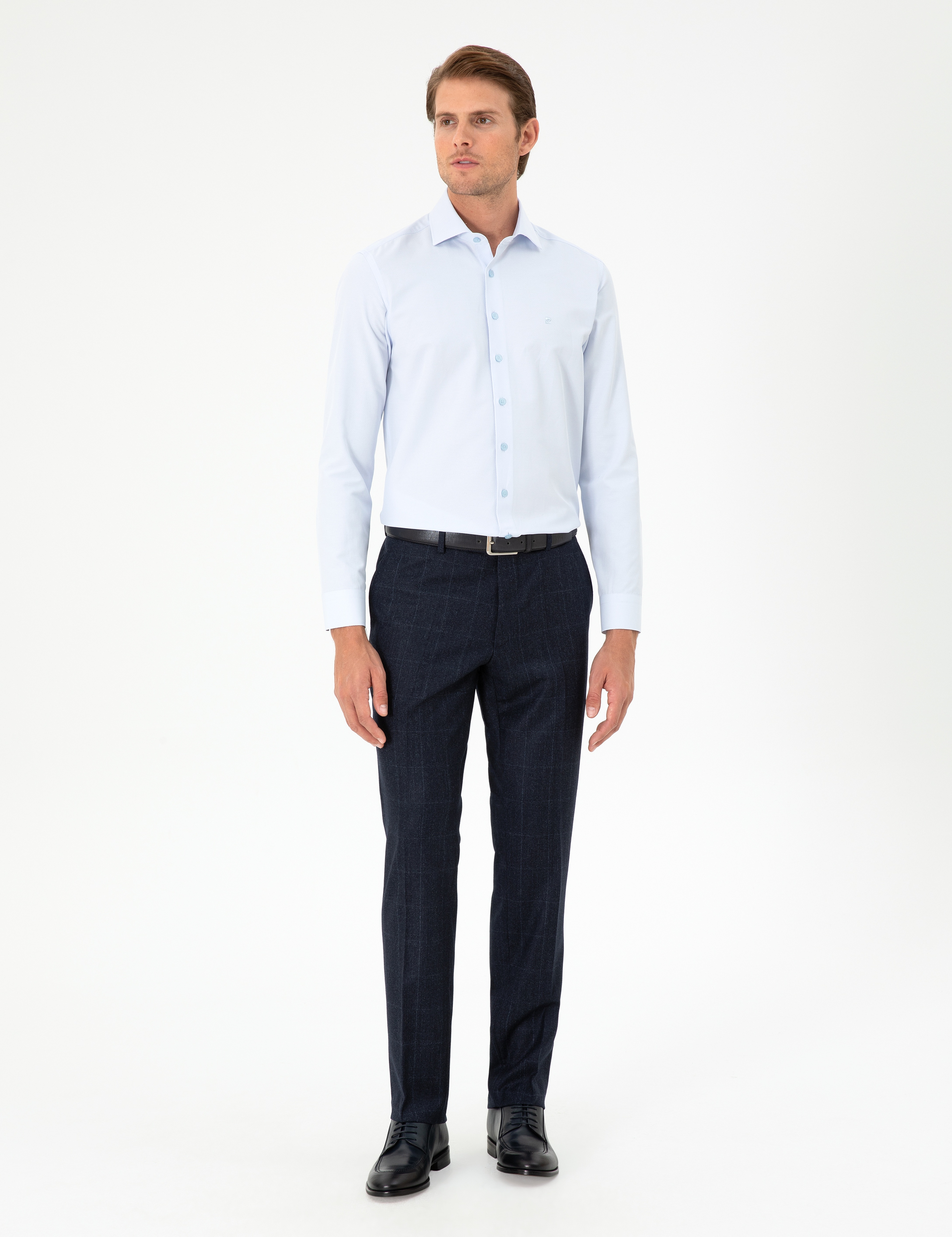 Açık Mavi Slim Fit Uzun Kollu Gömlek - Image 4