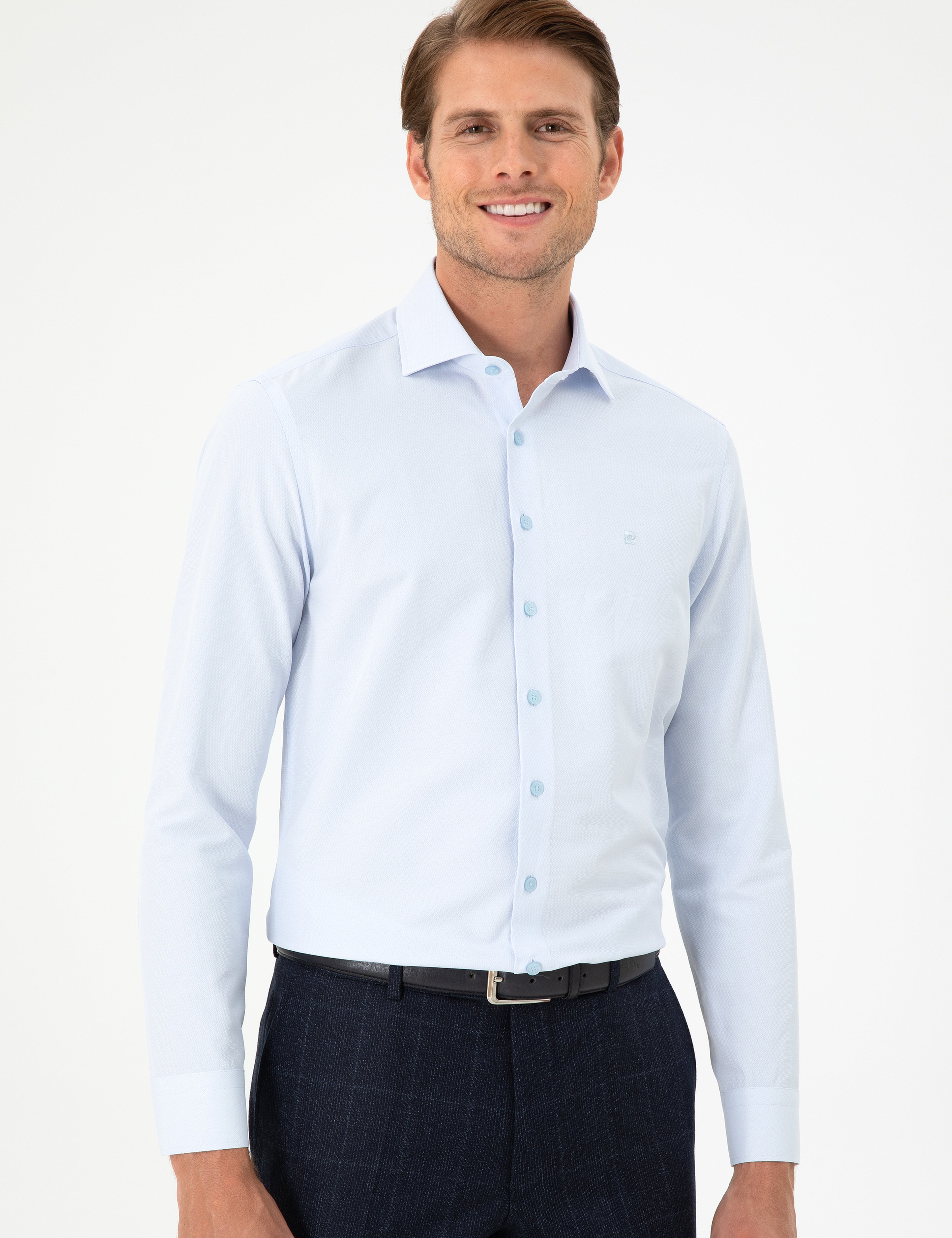 Açık Mavi Slim Fit Uzun Kollu Gömlek