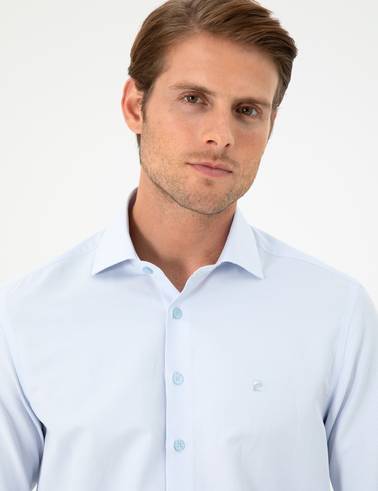 Açık Mavi Slim Fit Uzun Kollu Gömlek