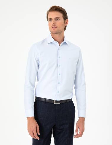 Açık Mavi Slim Fit Uzun Kollu Gömlek