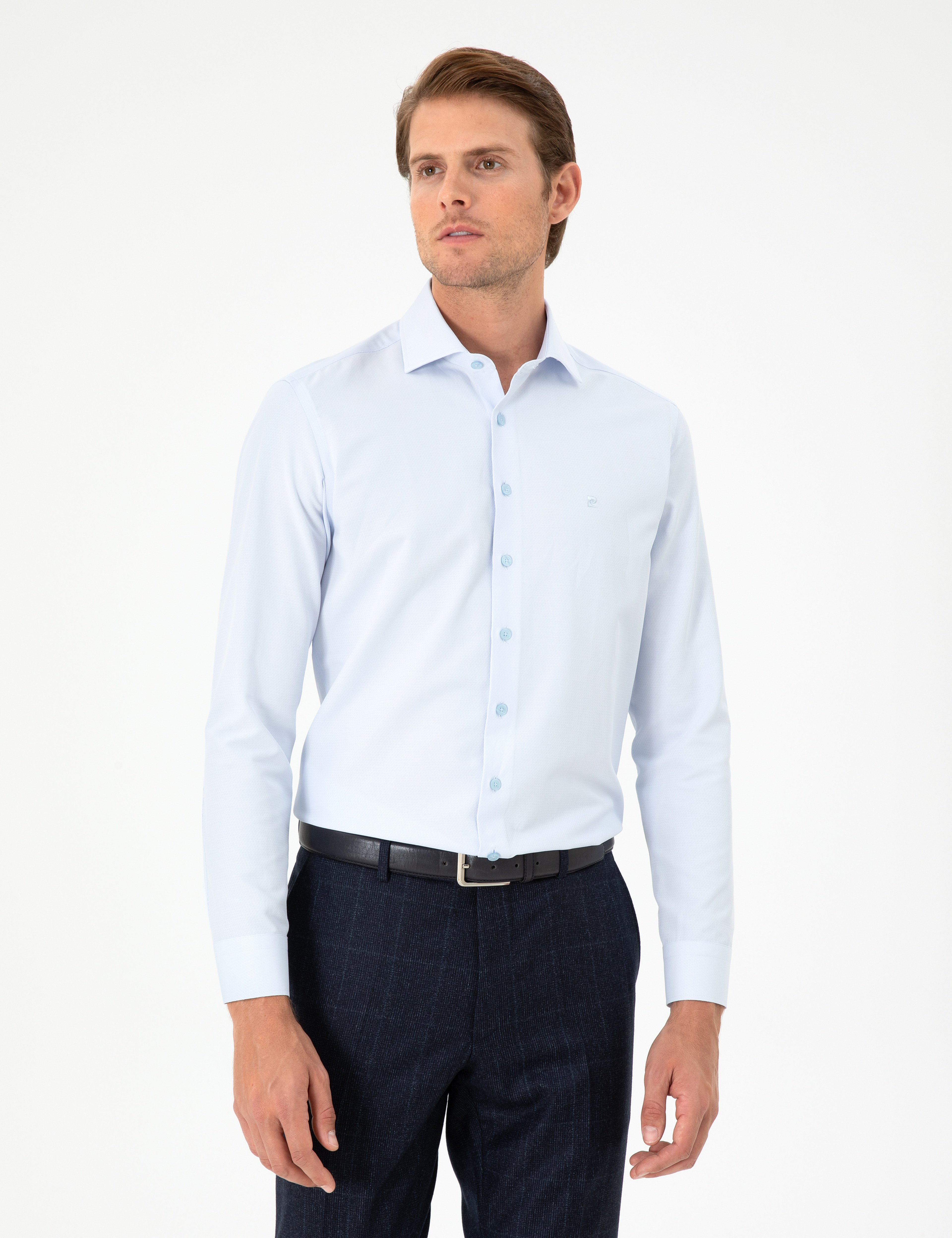 Açık Mavi Slim Fit Uzun Kollu Gömlek - Image 1