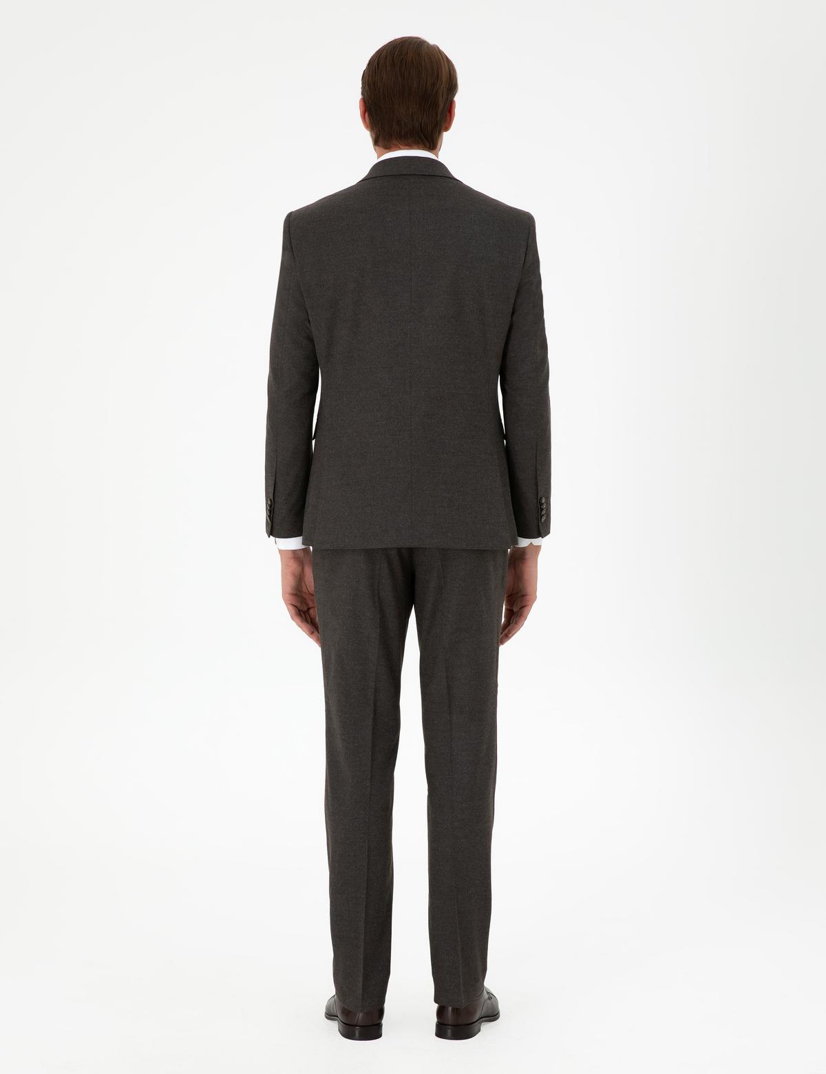 Kahverengi Slim Fit Takım Elbise - 50278891113