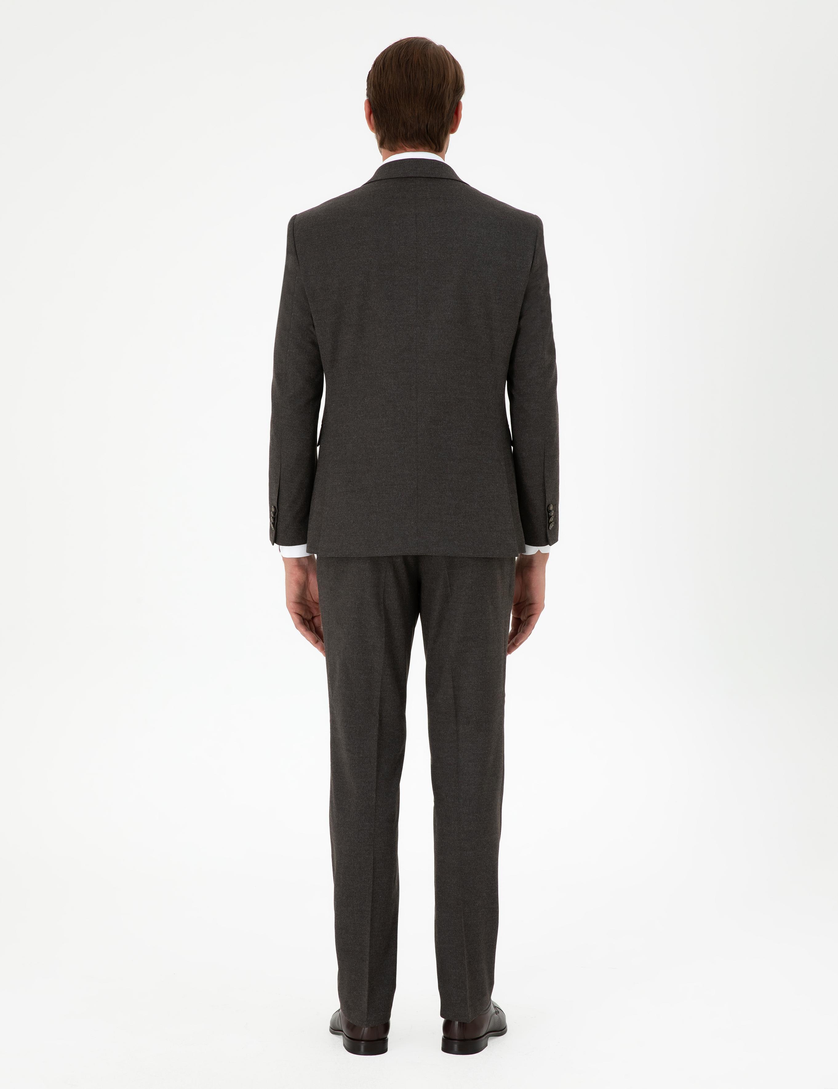 Kahverengi Slim Fit Takım Elbise