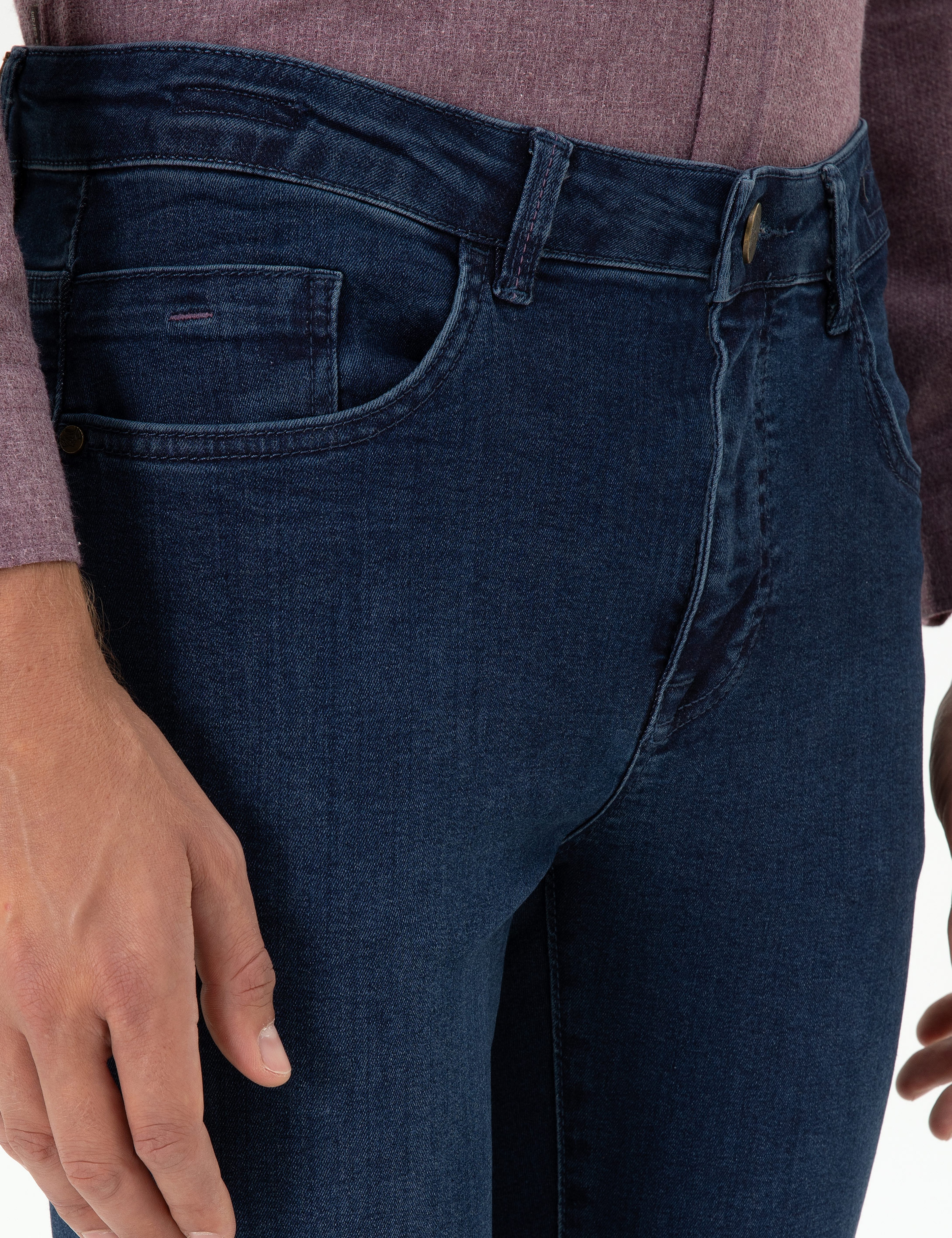 Lacivert Slim Fit Jean Pantolon - Image 5