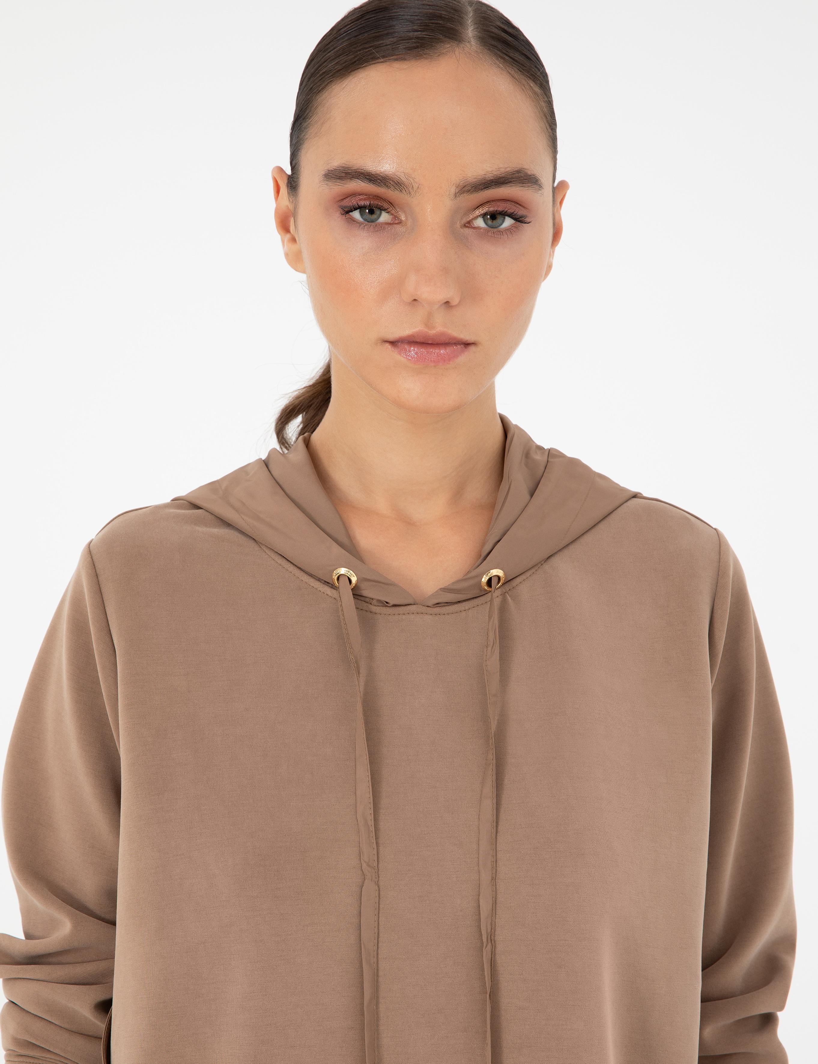 Camel Comfort Fit Modal Kumaş Sweatshirt