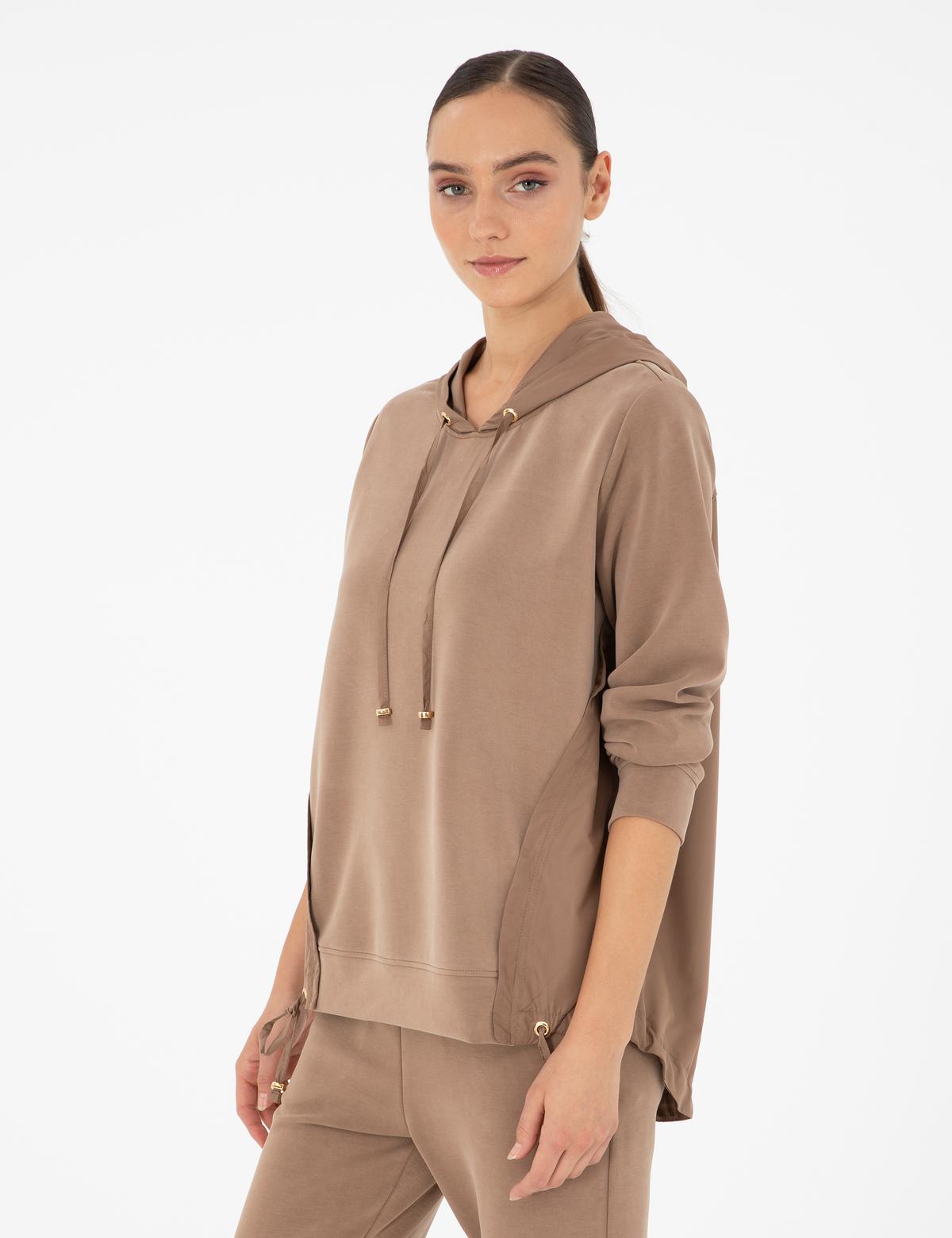 Camel Comfort Fit Modal Kumaş Sweatshirt