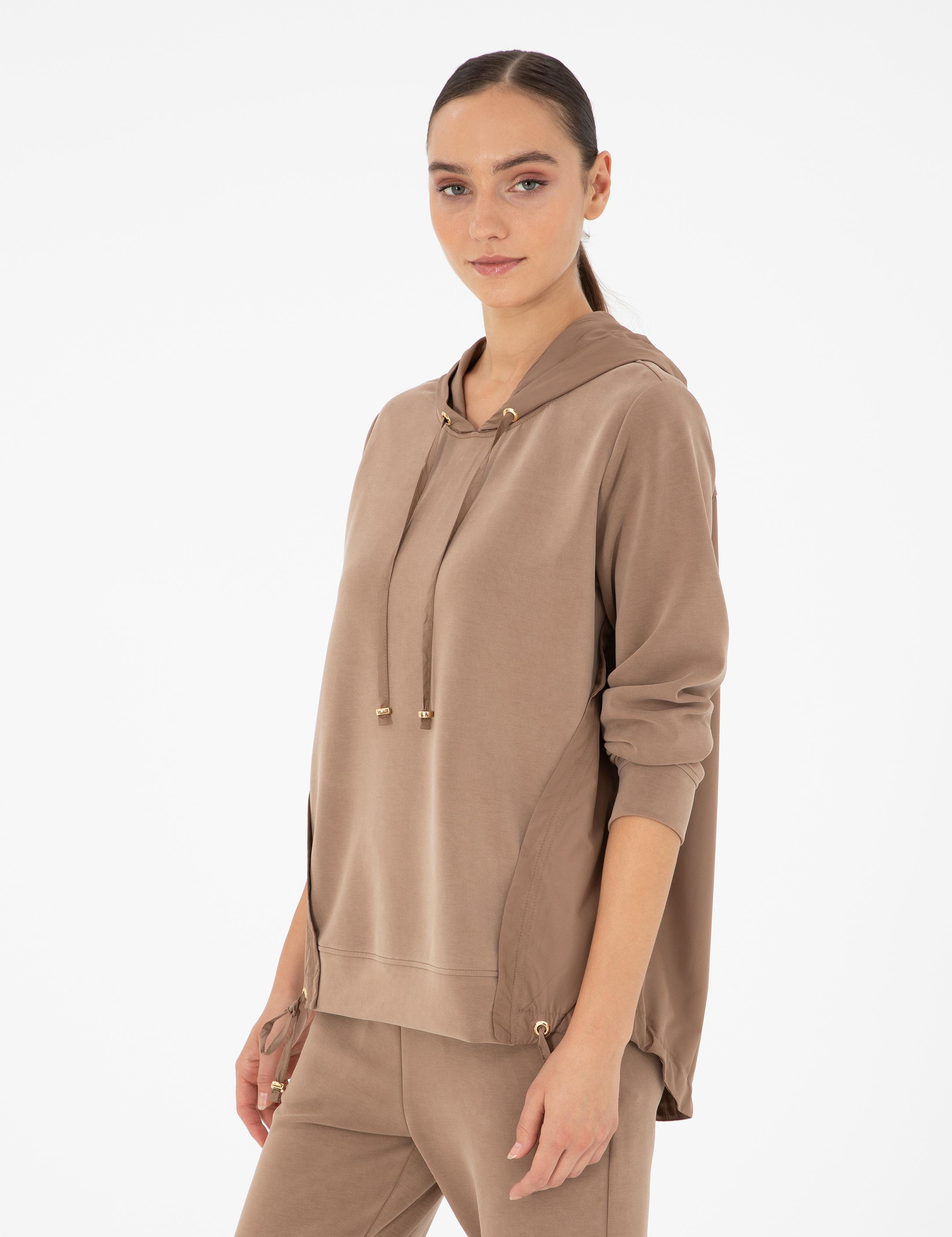 Camel Comfort Fit Modal Kumaş Sweatshirt