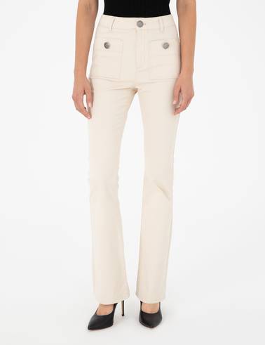 Ekru Flare Fit Pantolon