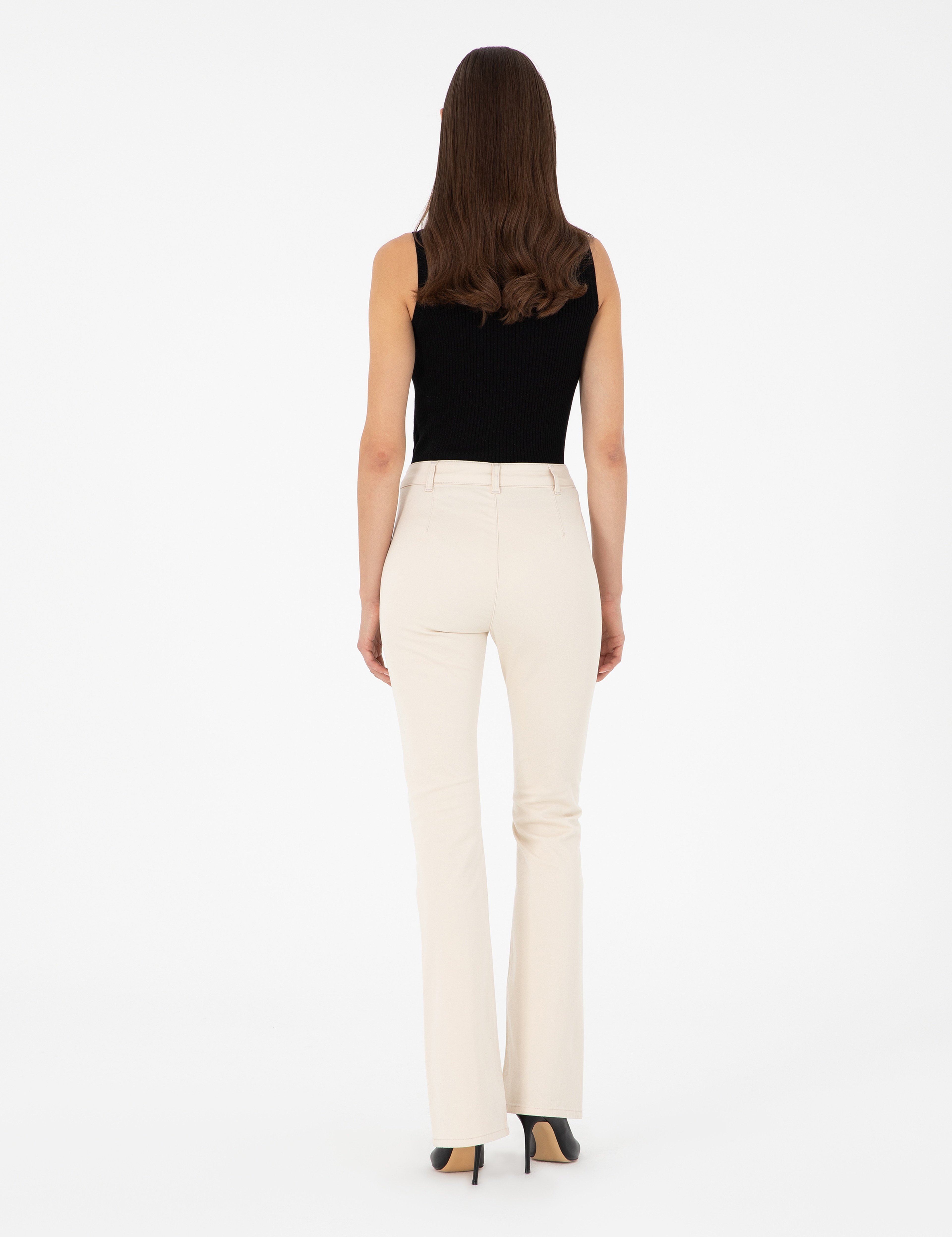 Ekru Flare Fit Pantolon - Image 4